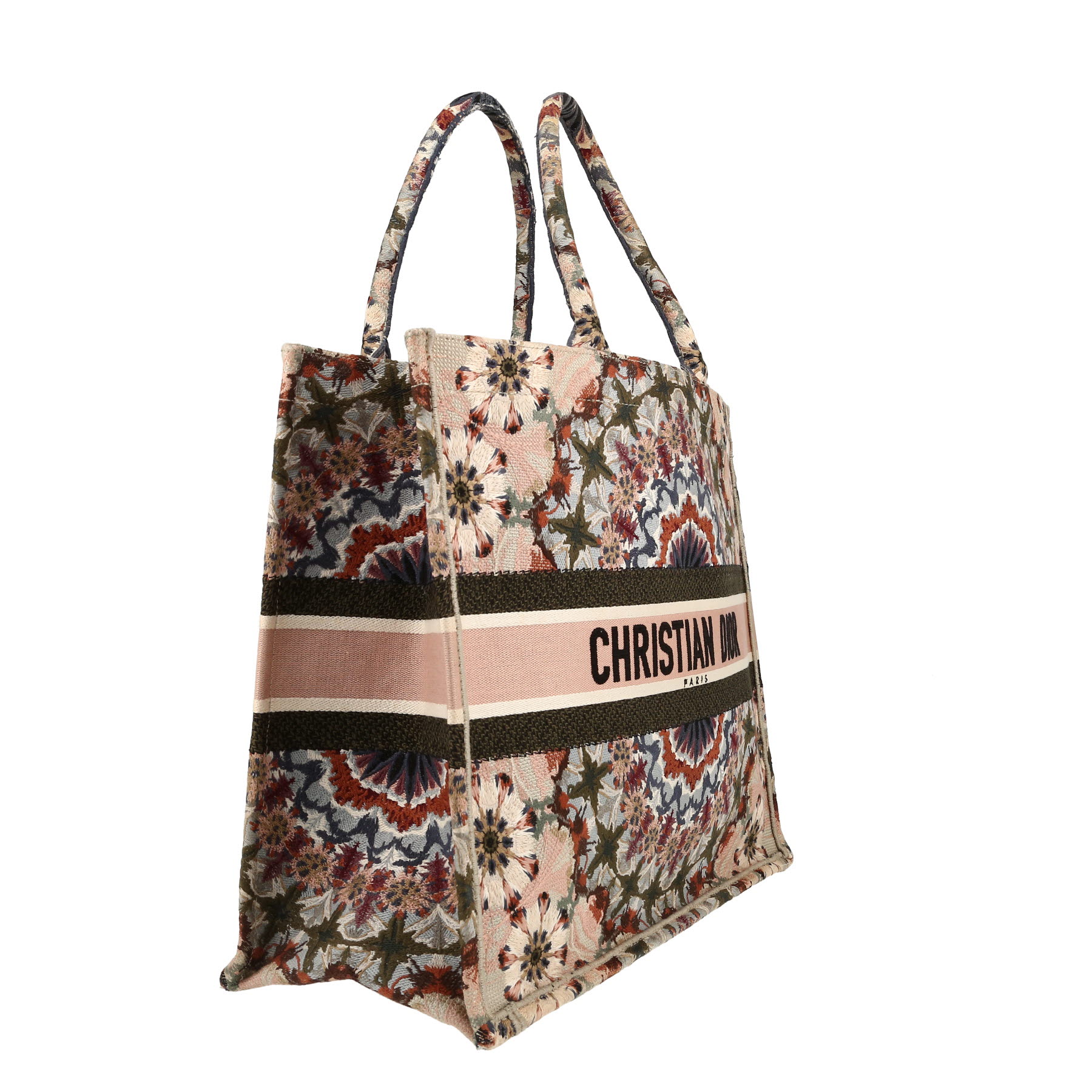Bolso Cabás Dior  Book Tote en lona rosa caqui y beige