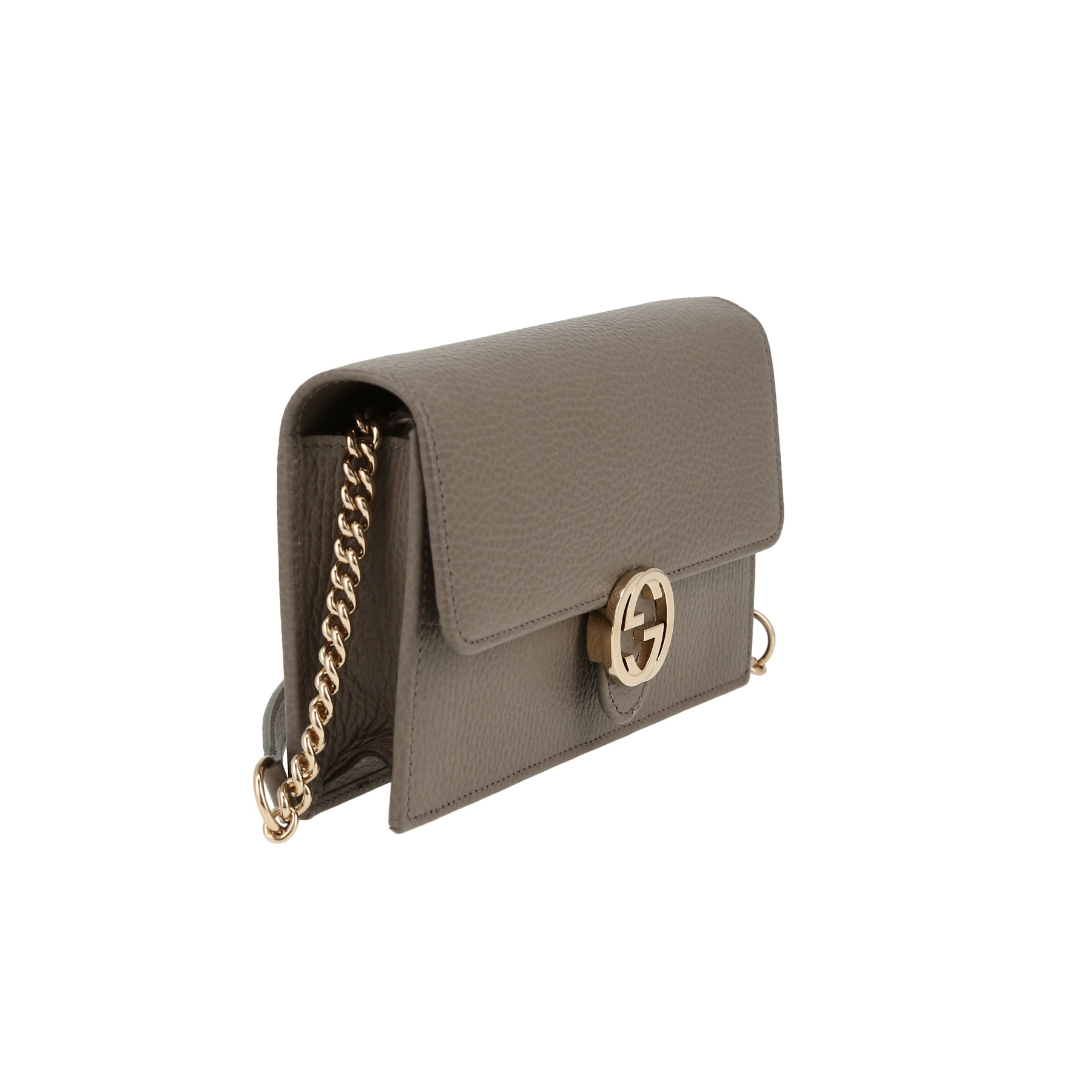 Gucci  Double G pouch  in grey grained leather