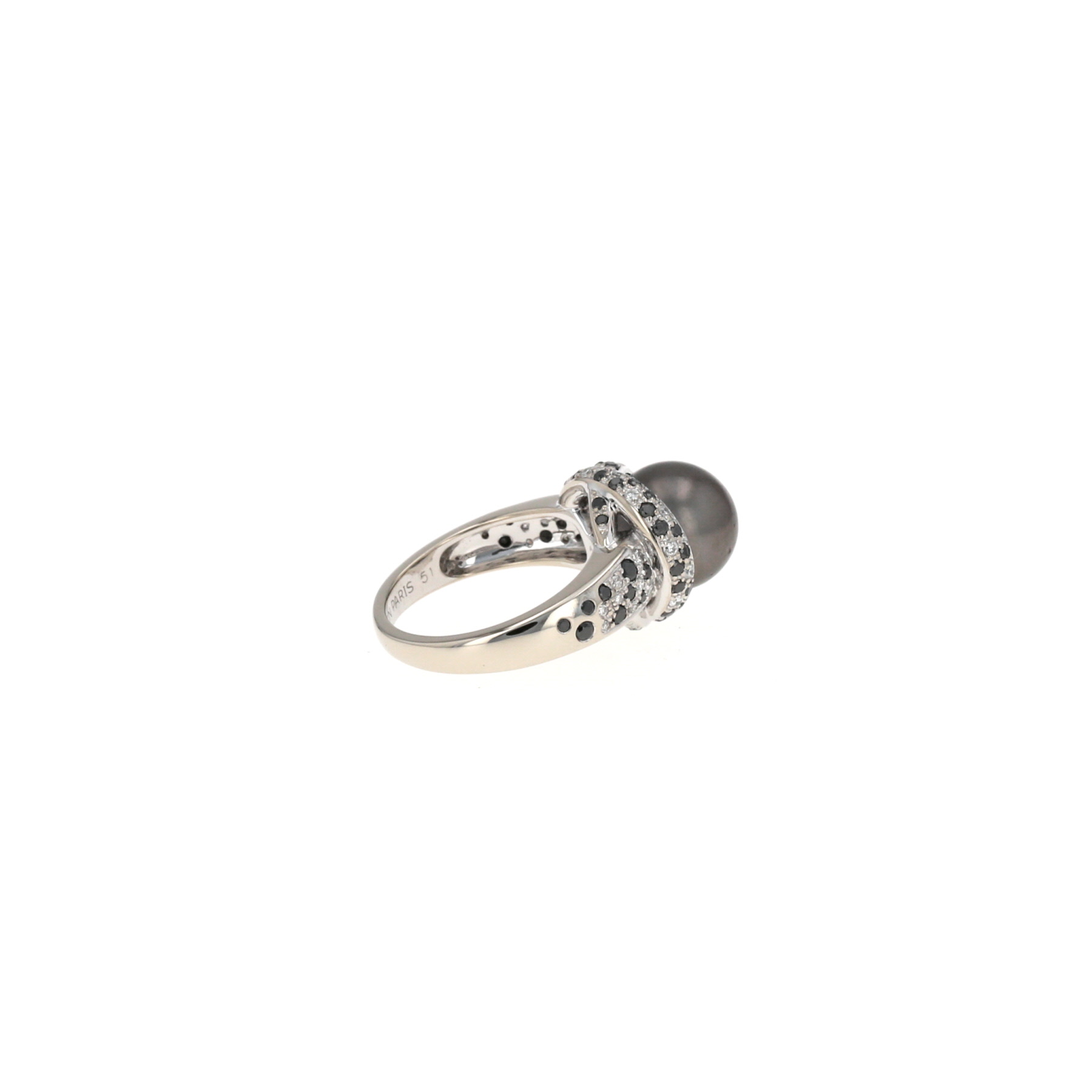 Mauboussin Perle Caviar Mon Amour ring in white gold, diamonds and cultured pearl