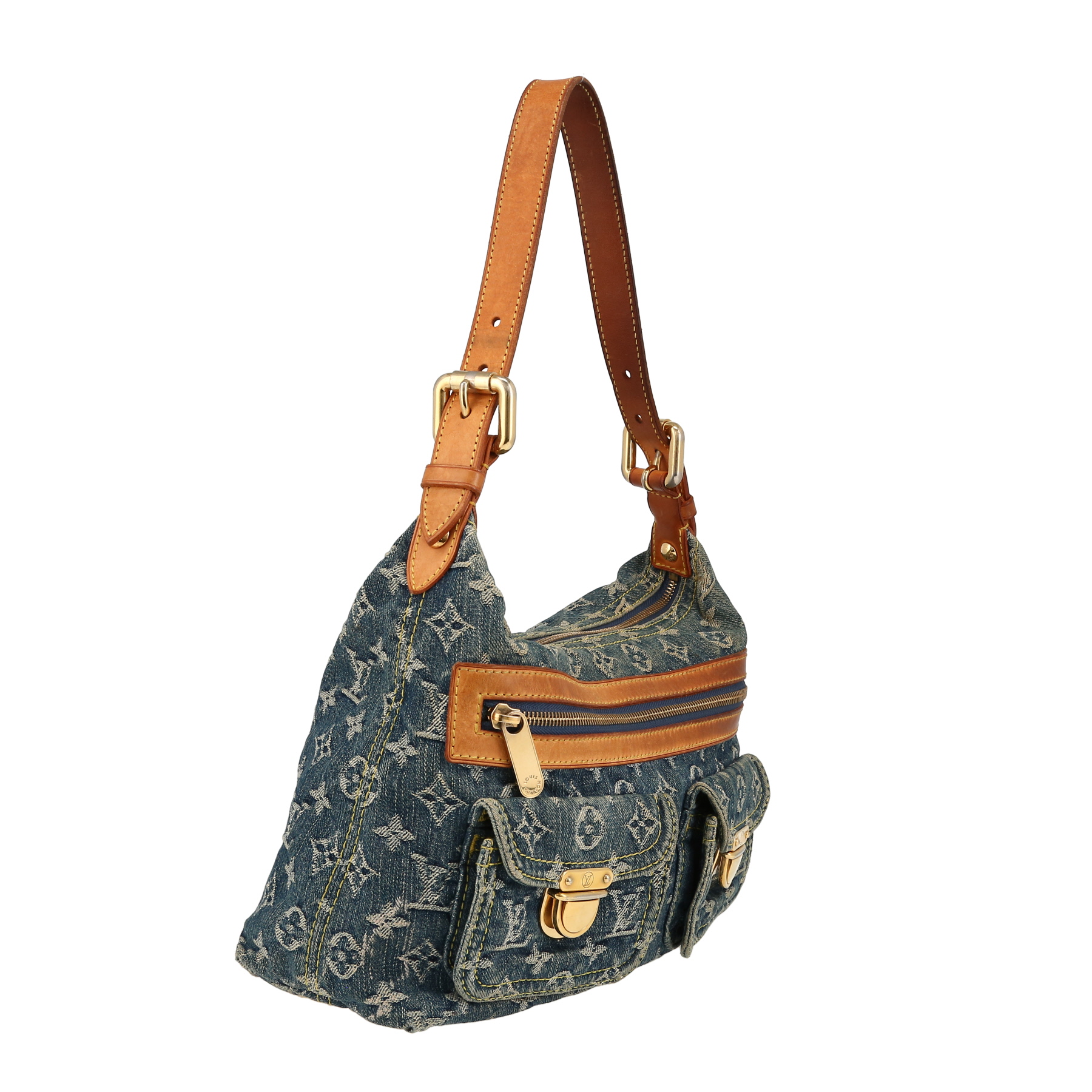 Louis Vuitton  Baggy handbag  in blue monogram denim canvas  and natural leather