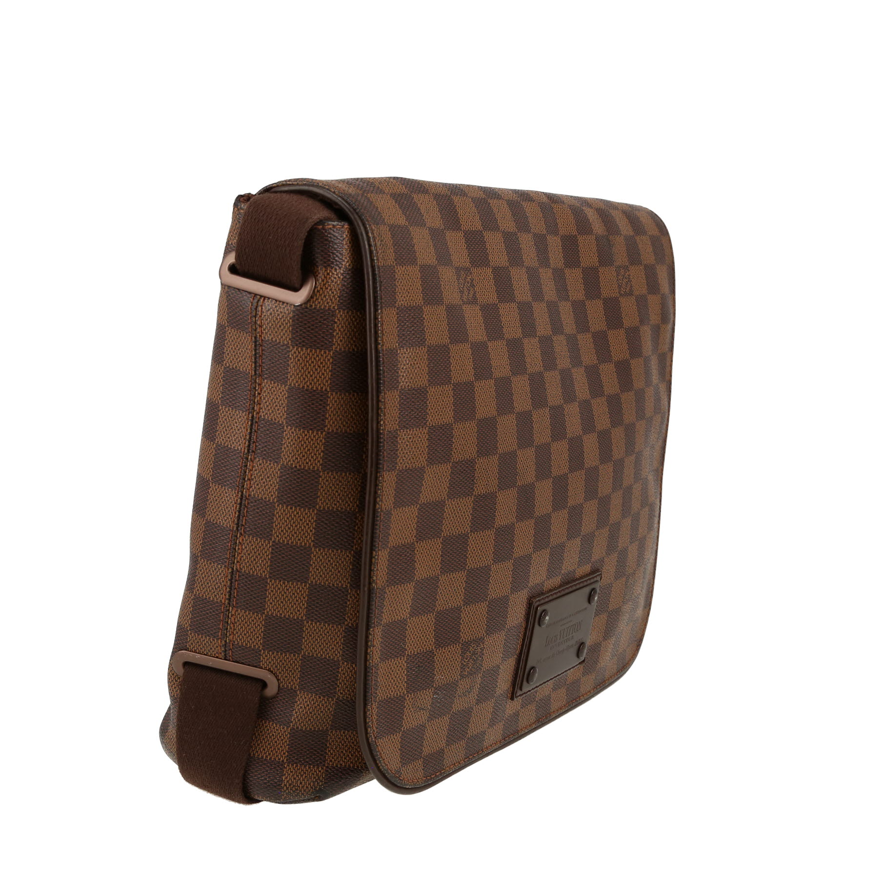 Louis Vuitton  Brooklyn shoulder bag  in ebene damier canvas  and brown leather