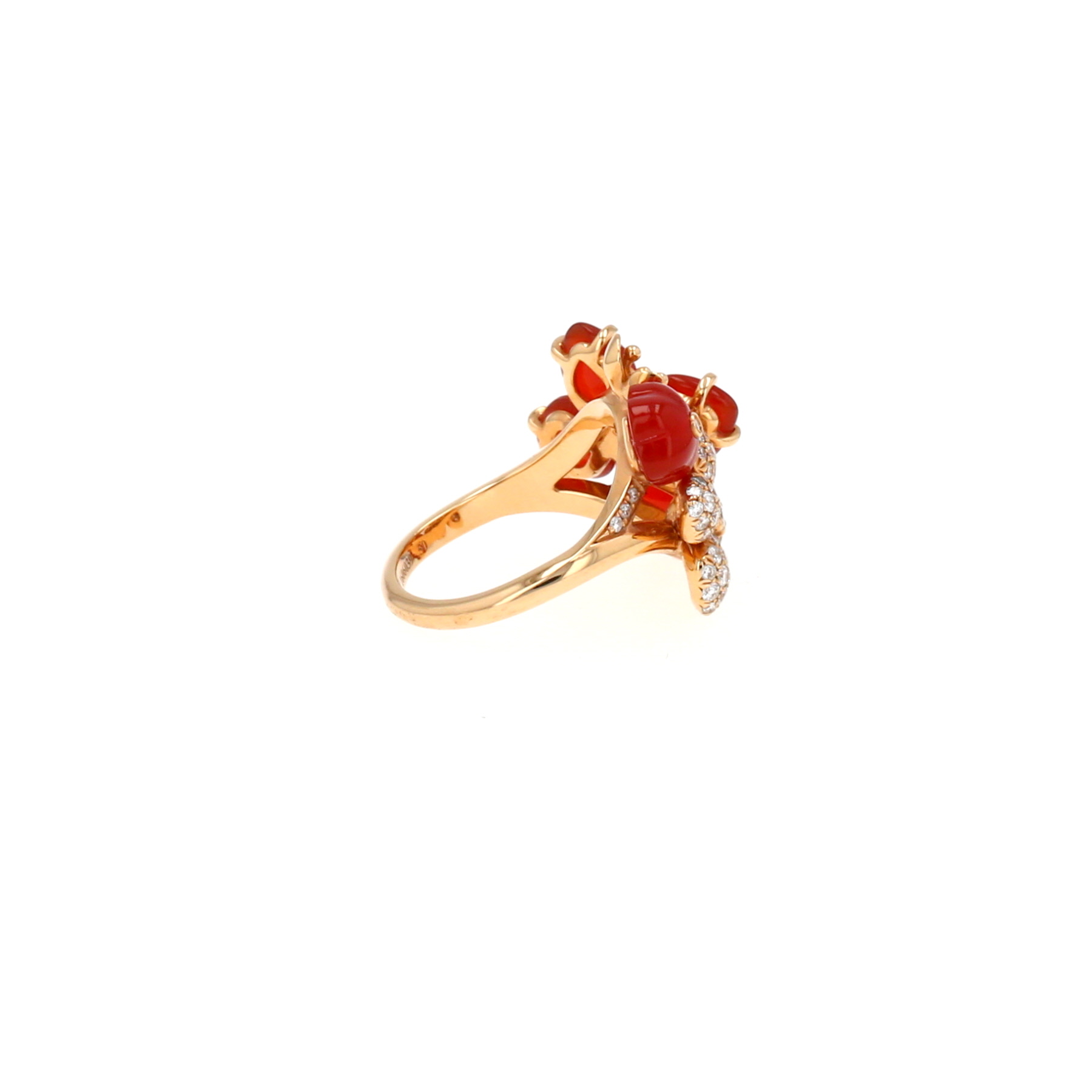 Anello Chaumet Hortensia in oro rosa, corniola e diamanti