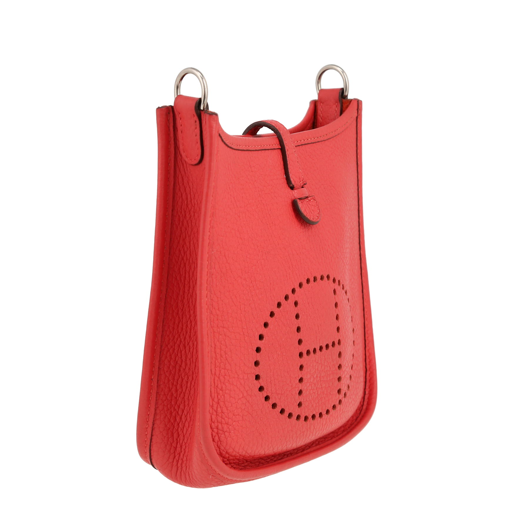 Hermès  Mini Evelyne shoulder bag  in Rouge Bougainvillier leather taurillon clémence