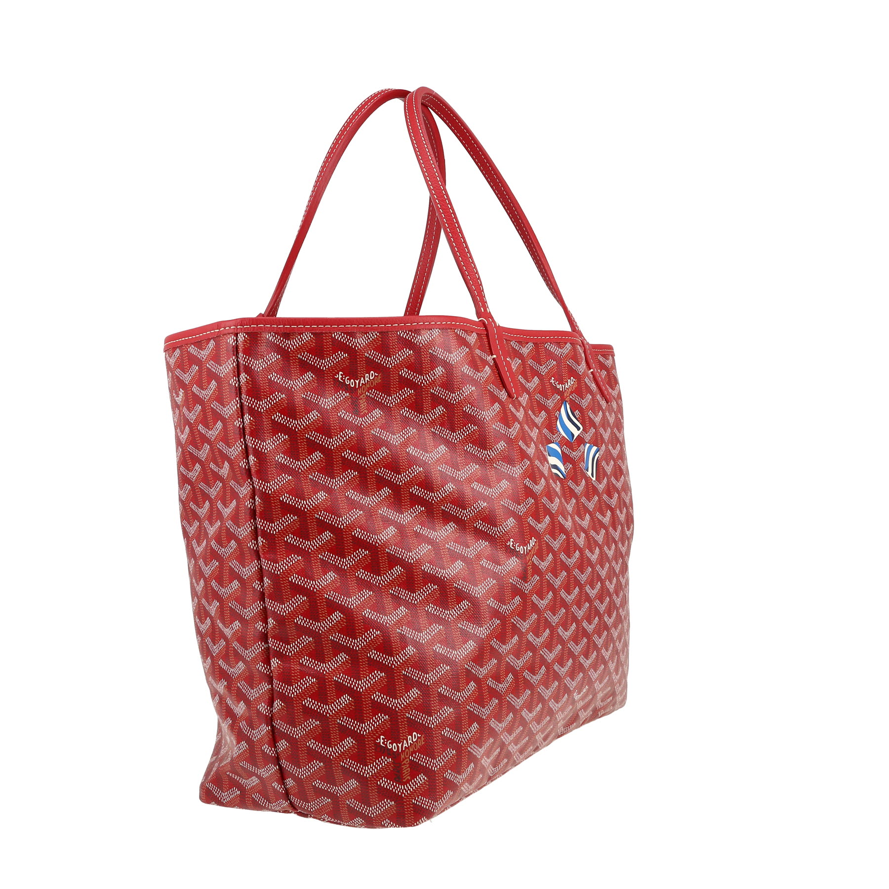 Goyard  Saint-Louis shopping bag  in red Goyard canvas  and red leather