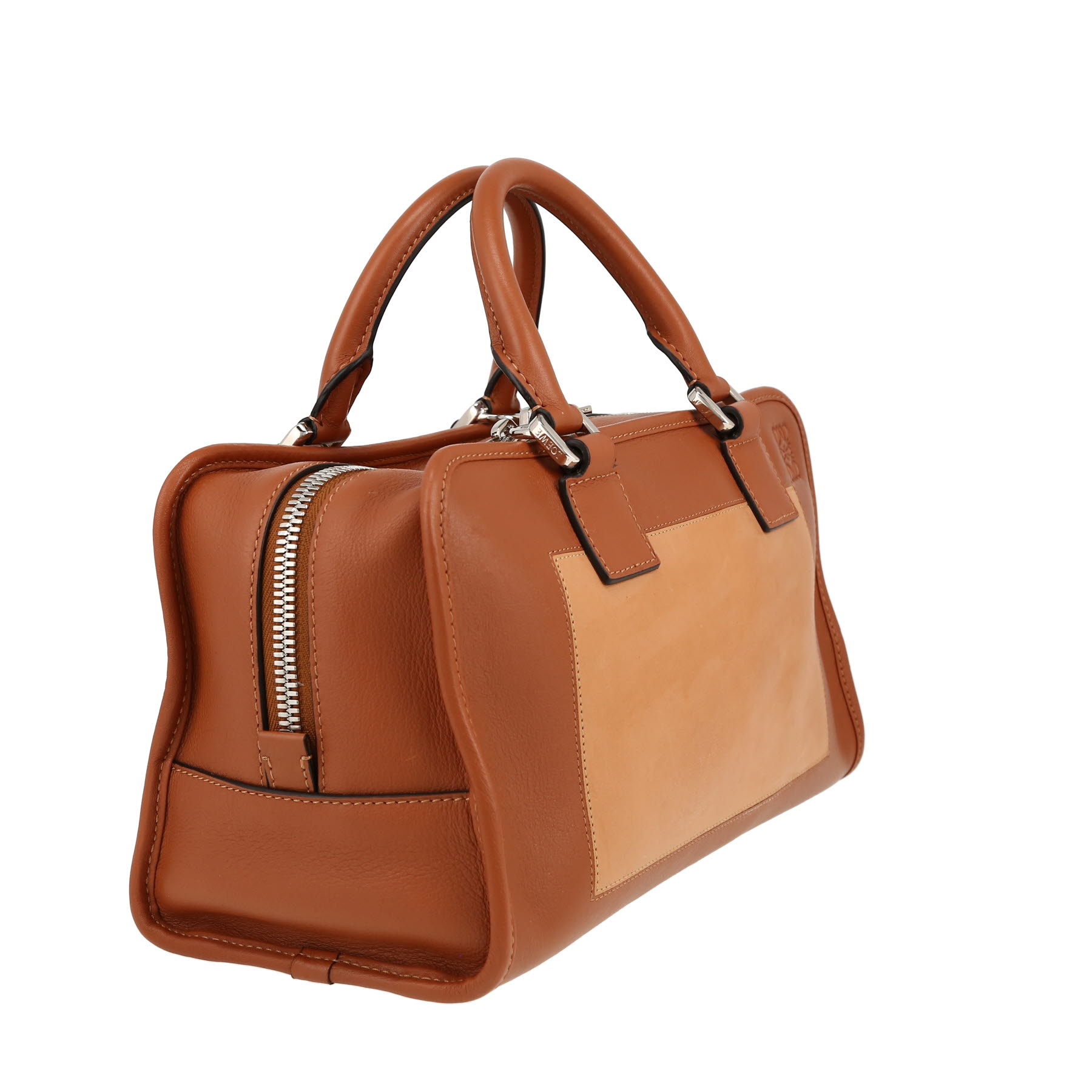 Loewe  Amazona handbag  in gold leather  and brown Veau velours