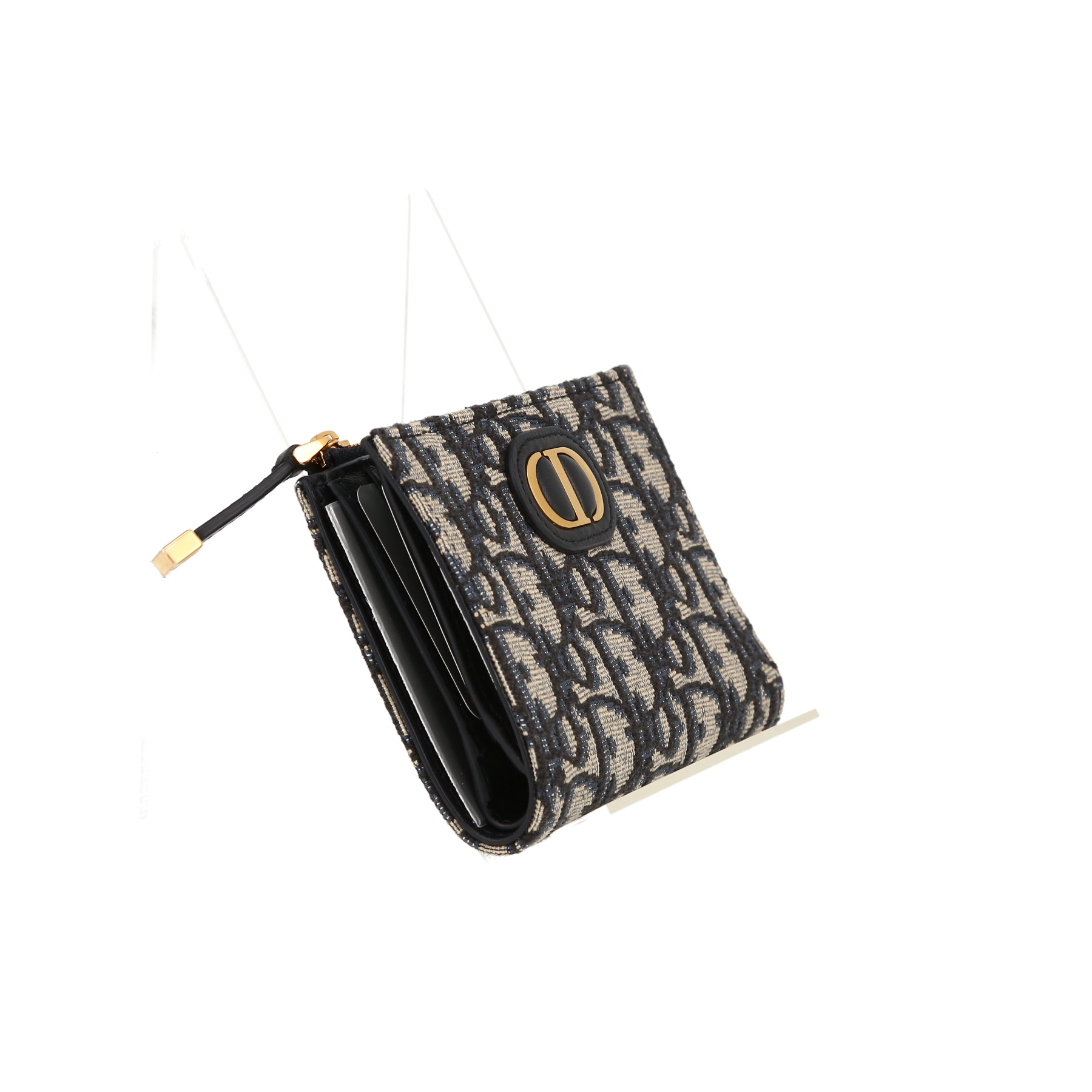 Christian Dior   wallet  in navy blue monogram canvas Oblique  and navy blue leather
