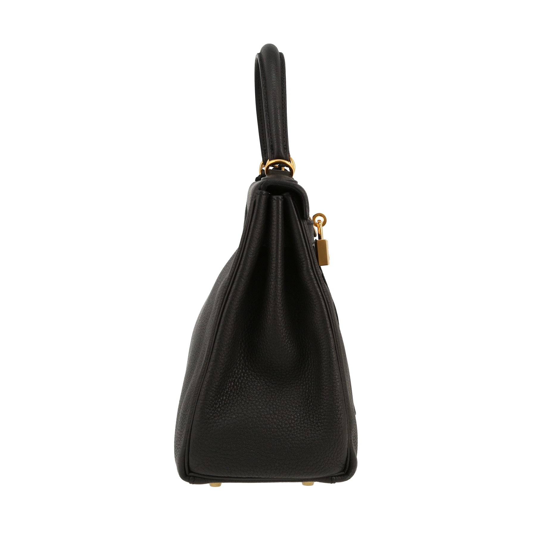 Kelly 28 cm Handbag In Black Togo Leather