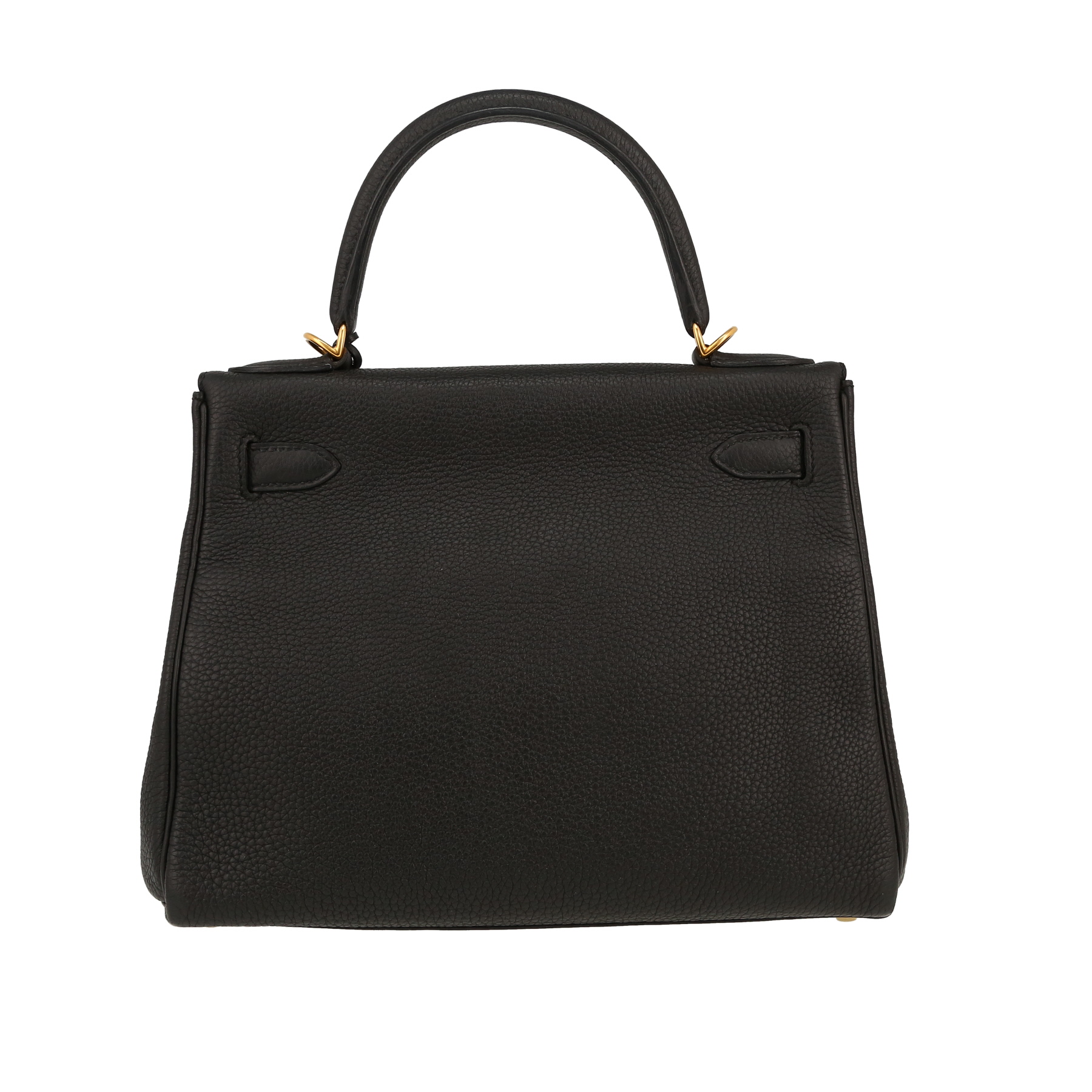 Kelly 28 cm Handbag In Black Togo Leather