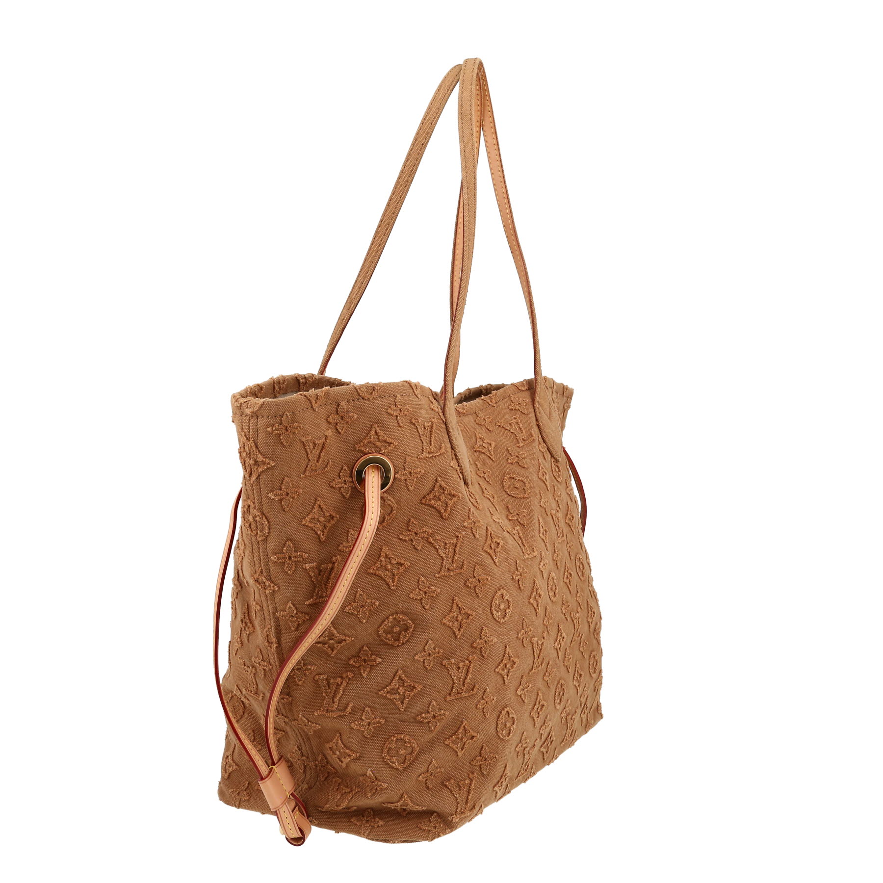 Sac cabas Louis Vuitton  Neverfull en toile monogram beige et cuir naturel