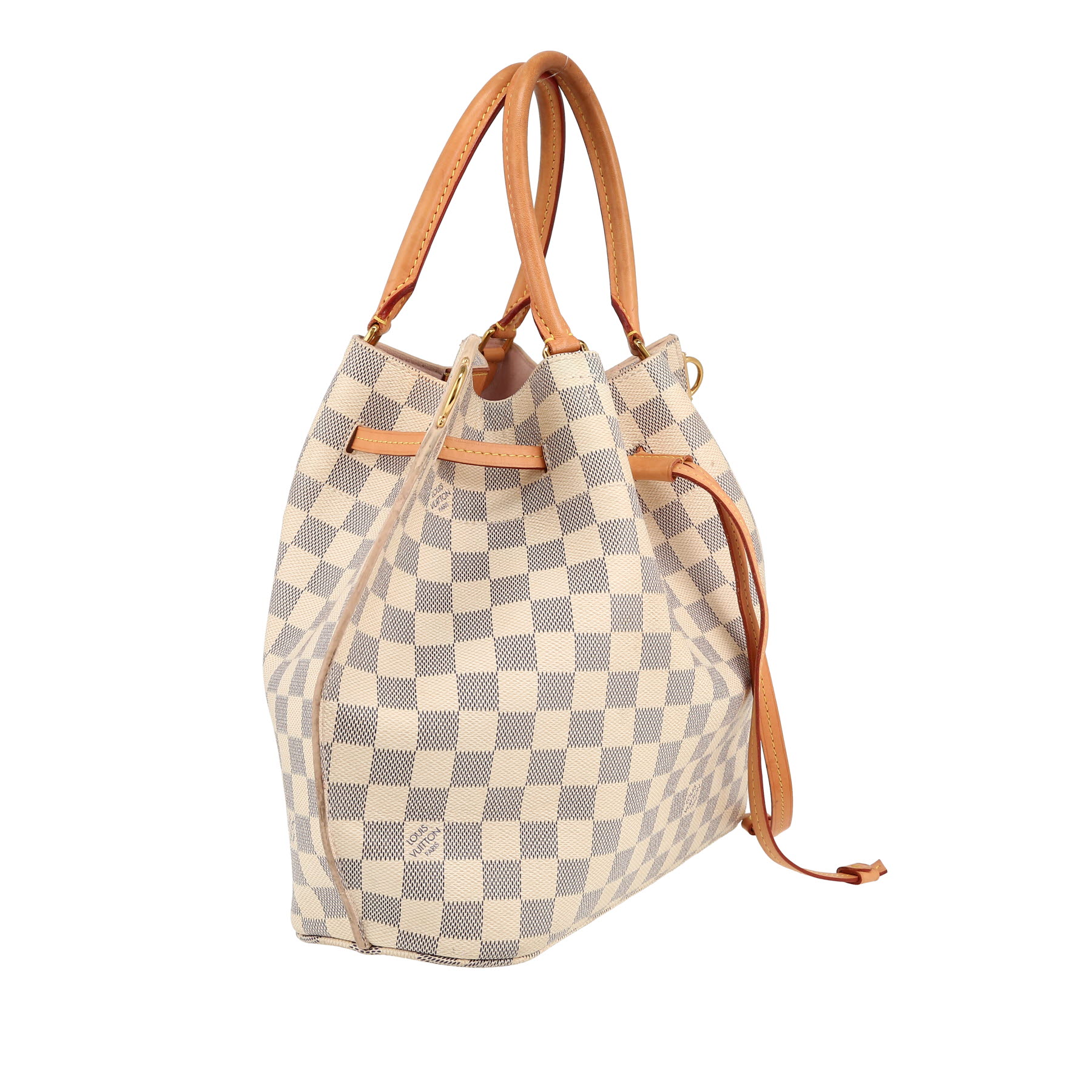 Borsa Louis Vuitton  Girolata in tela a scacchi azzurro e pelle naturale