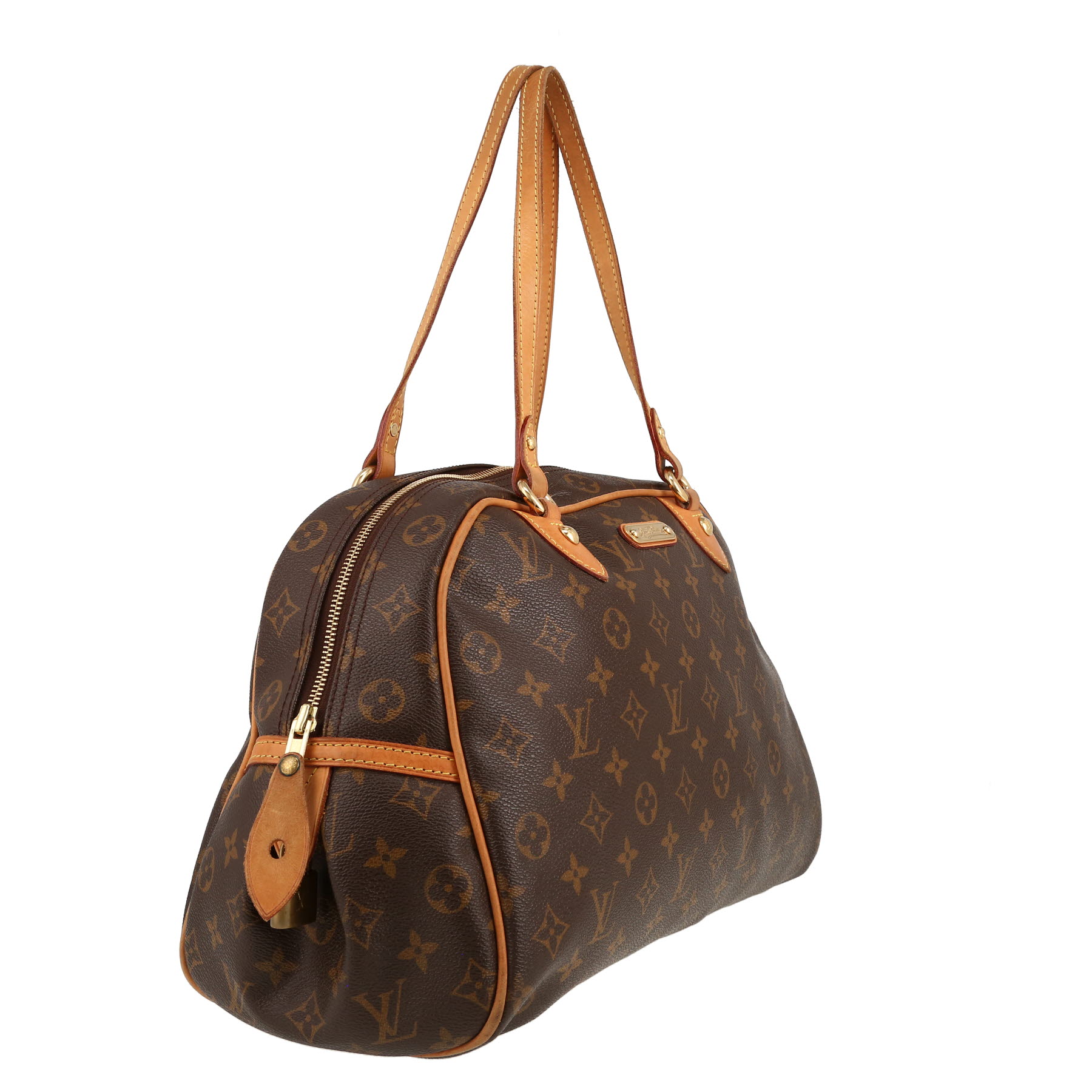Louis Vuitton  Montorgueil handbag  in brown monogram canvas  and natural leather
