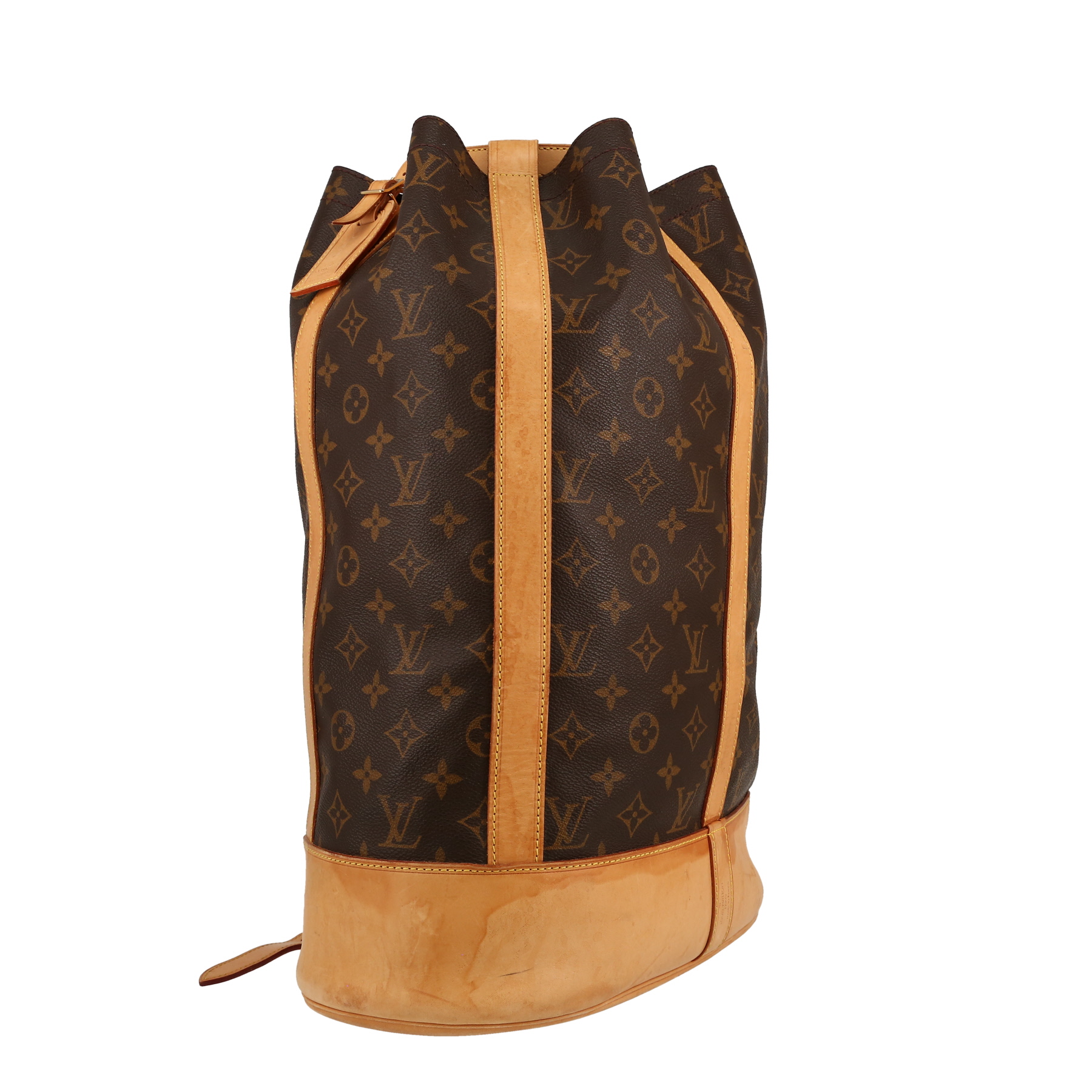 Sac à dos Louis Vuitton  Randonnée en toile monogram marron et cuir naturel