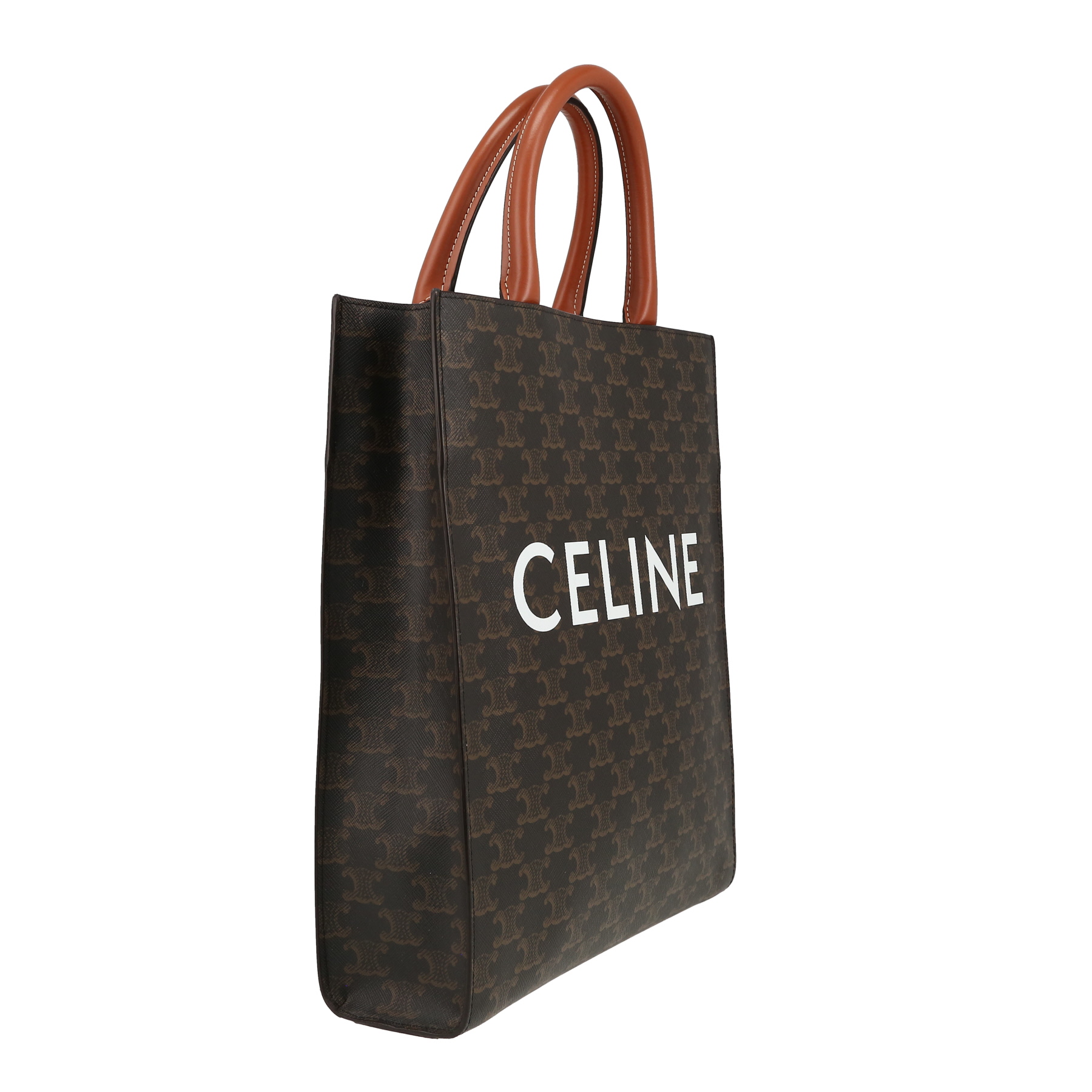 Bolso Cabás Celine  Vertical en tejido "Triomphe" marrón y cuero marrón