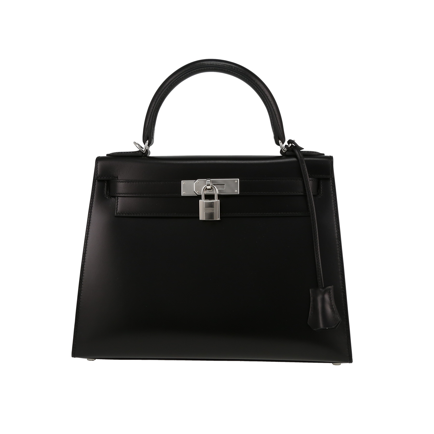 Kelly 28 cm Handbag In Black Box Leather