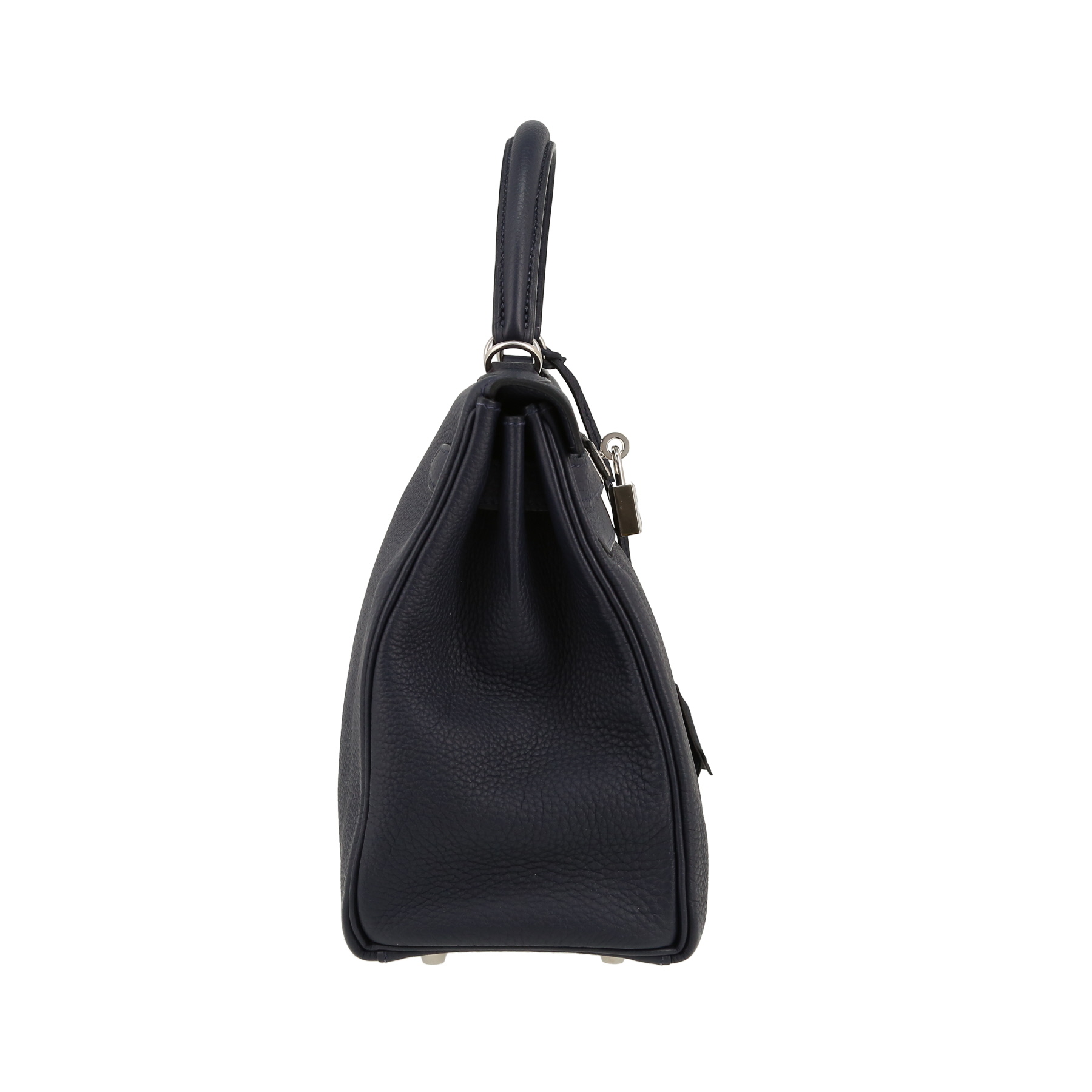 Kelly 28 cm Handbag In Navy Blue Togo Leather
