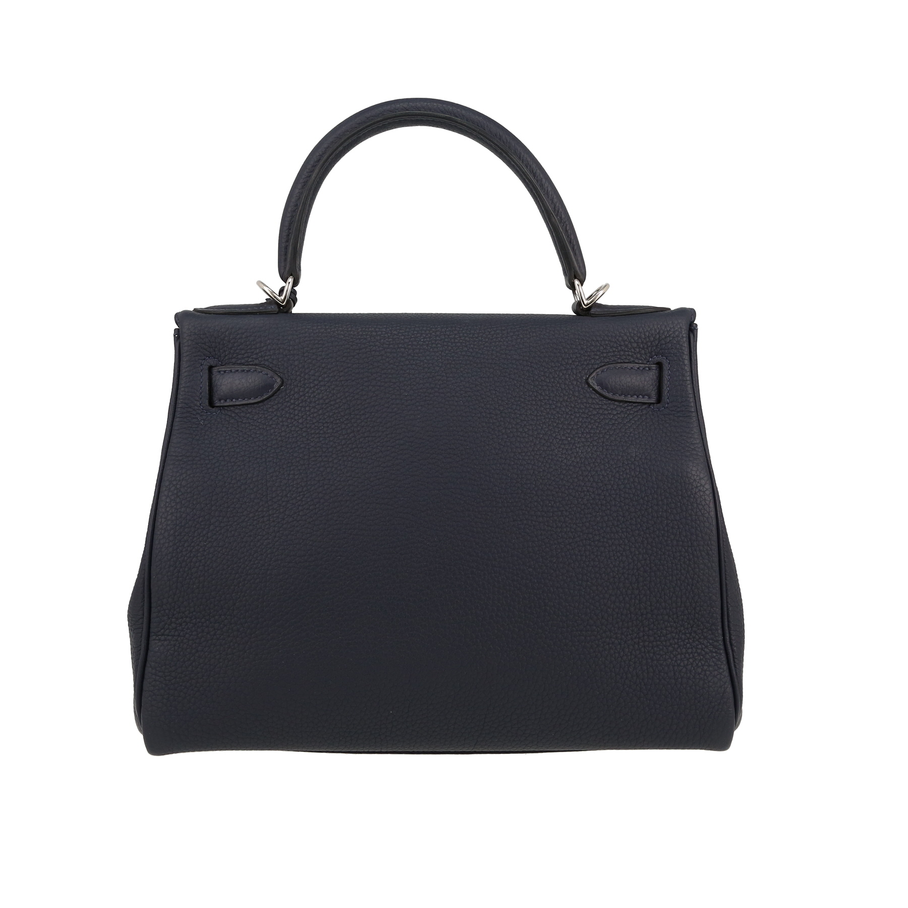 Kelly 28 cm Handbag In Navy Blue Togo Leather