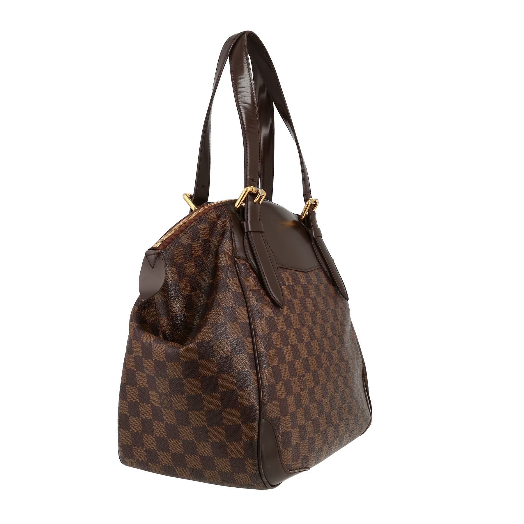 Bolso de mano Louis Vuitton  Verona en lona a cuadros ébano y cuero marrón