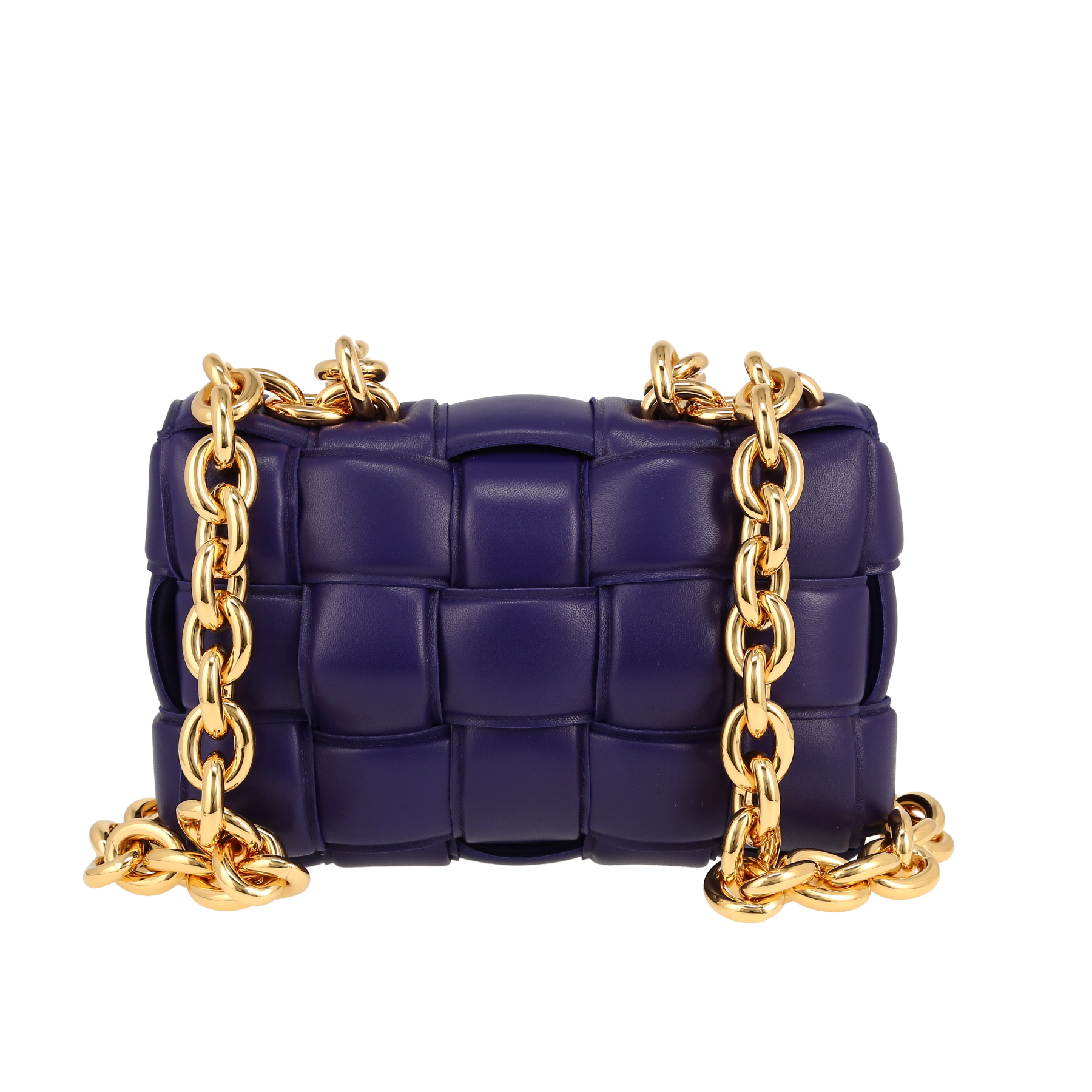 Cassette Shoulder Bag In Purple Braided Leather