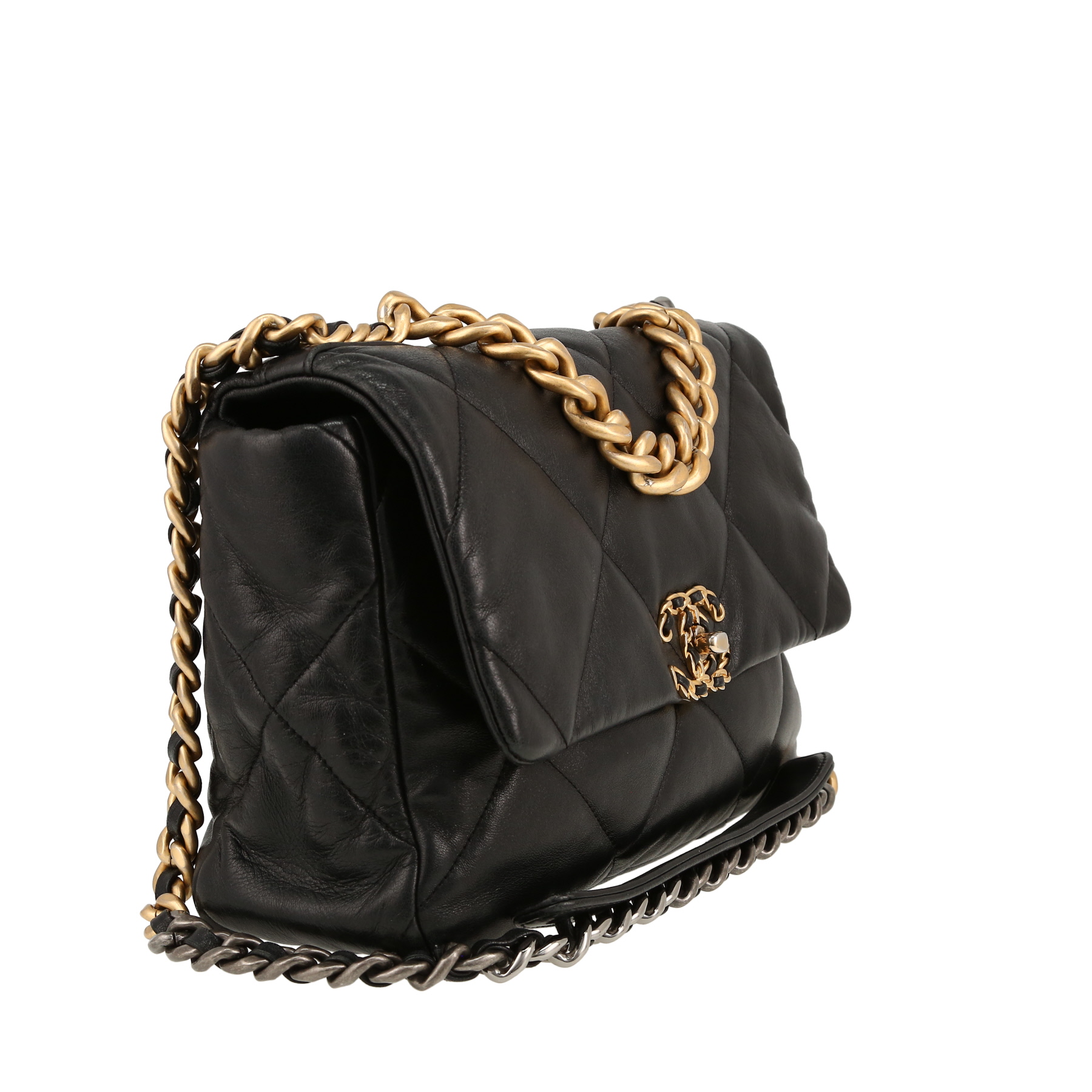 Sac bandoulière Chanel  19 en cuir matelassé noir