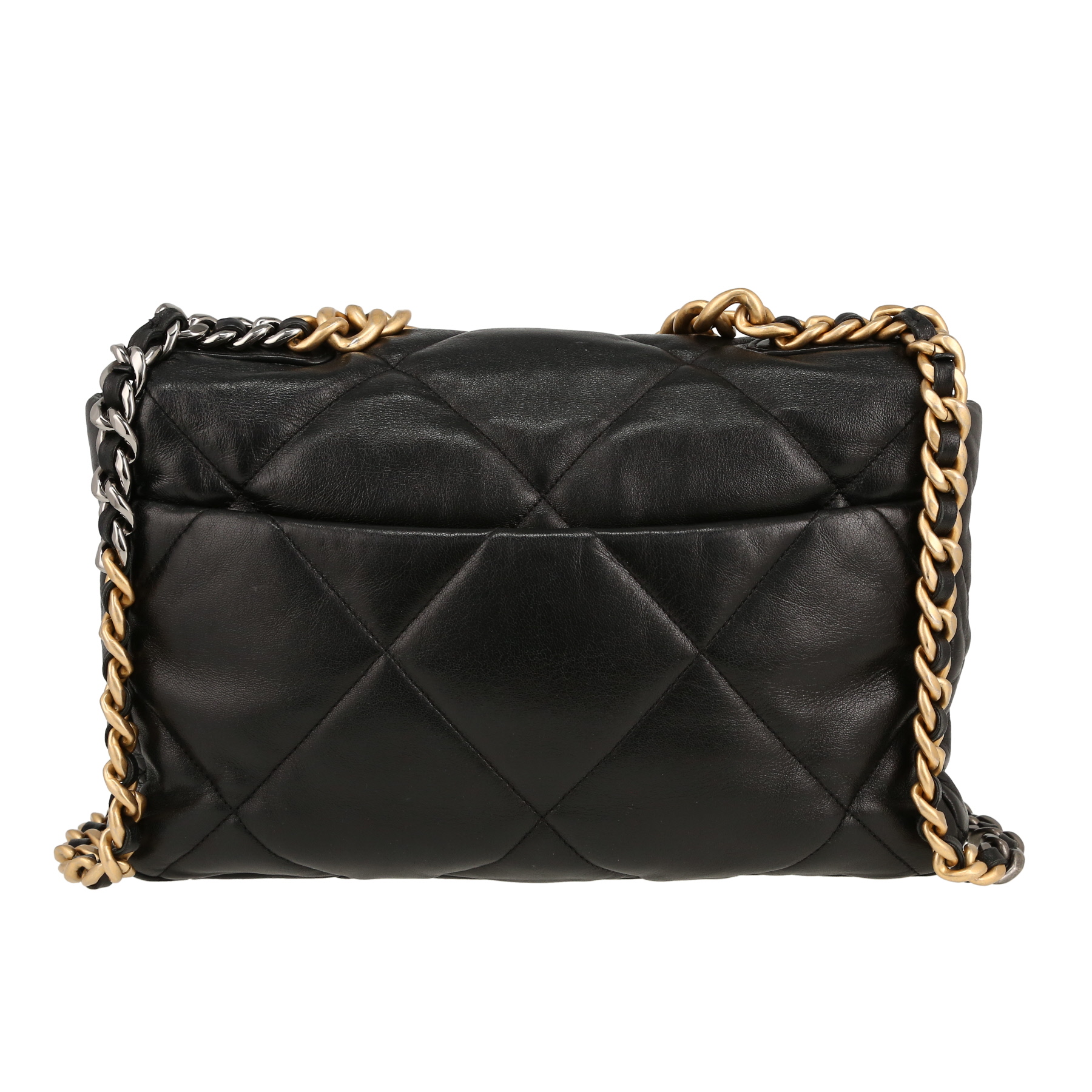 19 Shoulder Bag In Black Quilted Leather