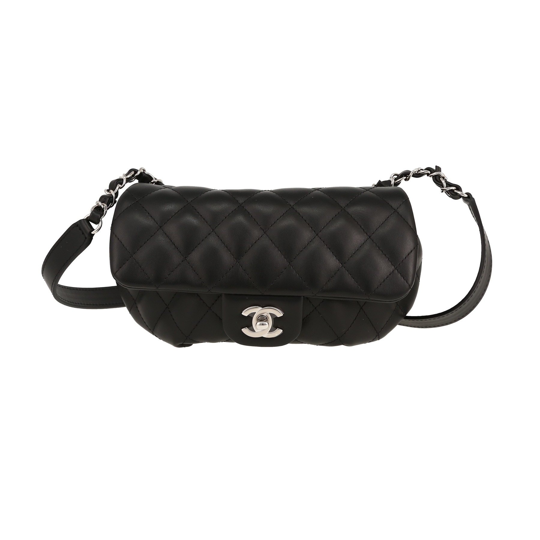 Clutch-Belt In Black Quilted Leather