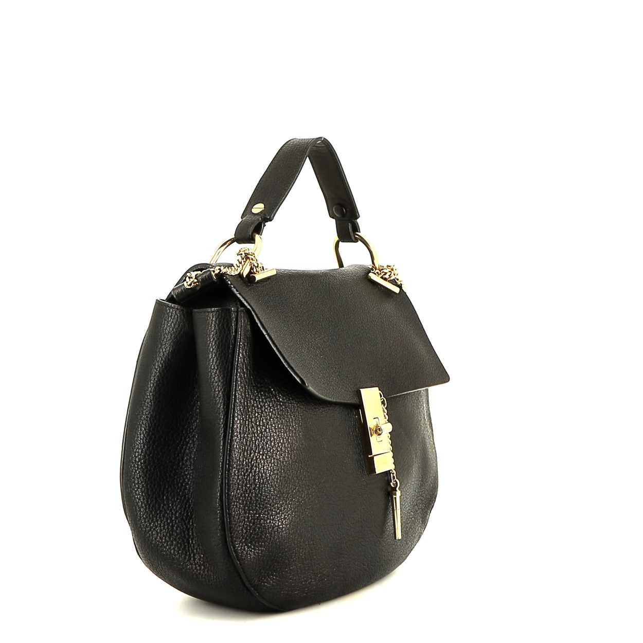 Borsa a tracolla Chloé  Drew in pelle martellata nera
