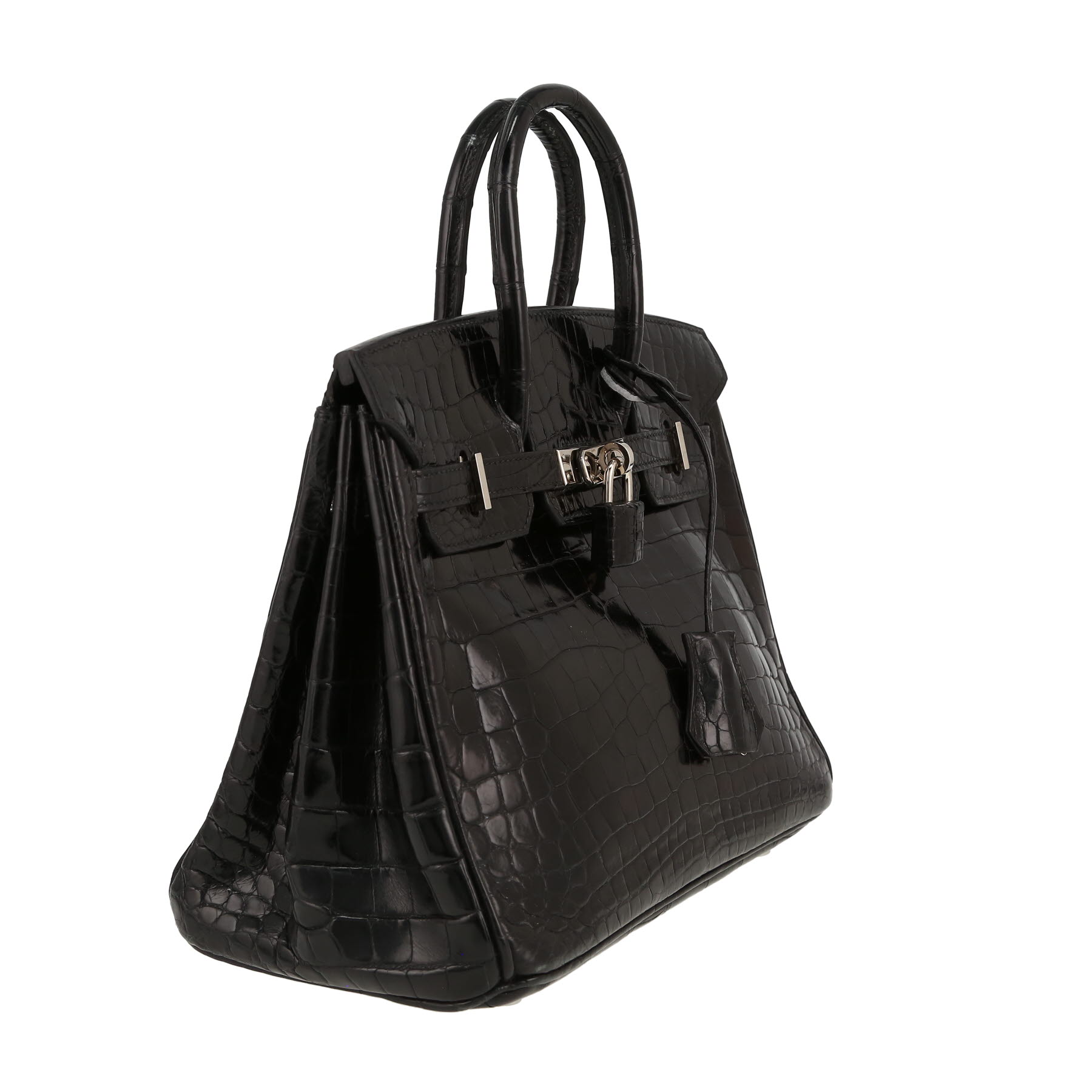 Bolso de mano Hermès  Birkin 25 cm en cocodrilo niloticus negro