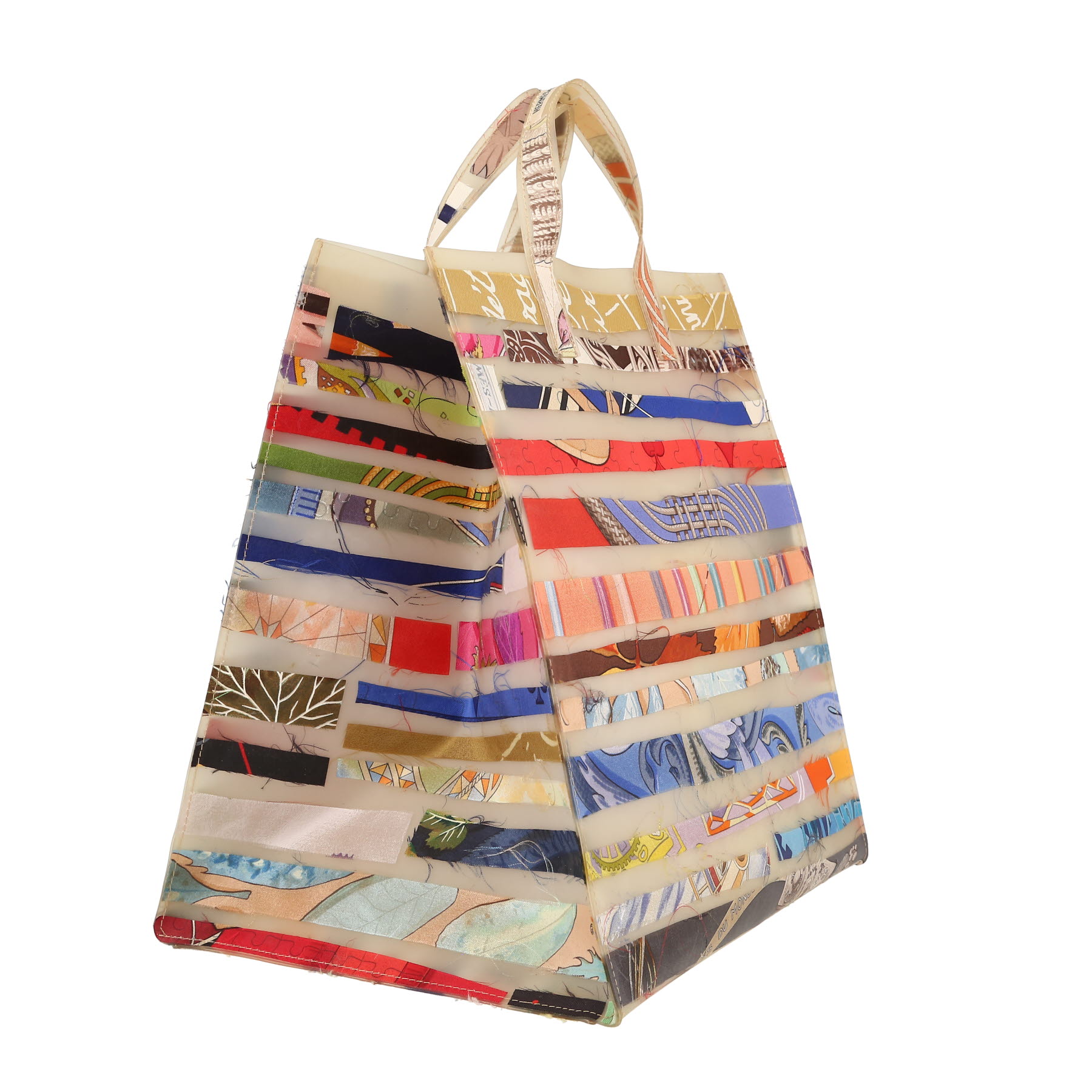 Sac à main Hermès  Cas du Sac en matière synthétique blanc-cassé et soie multicolore