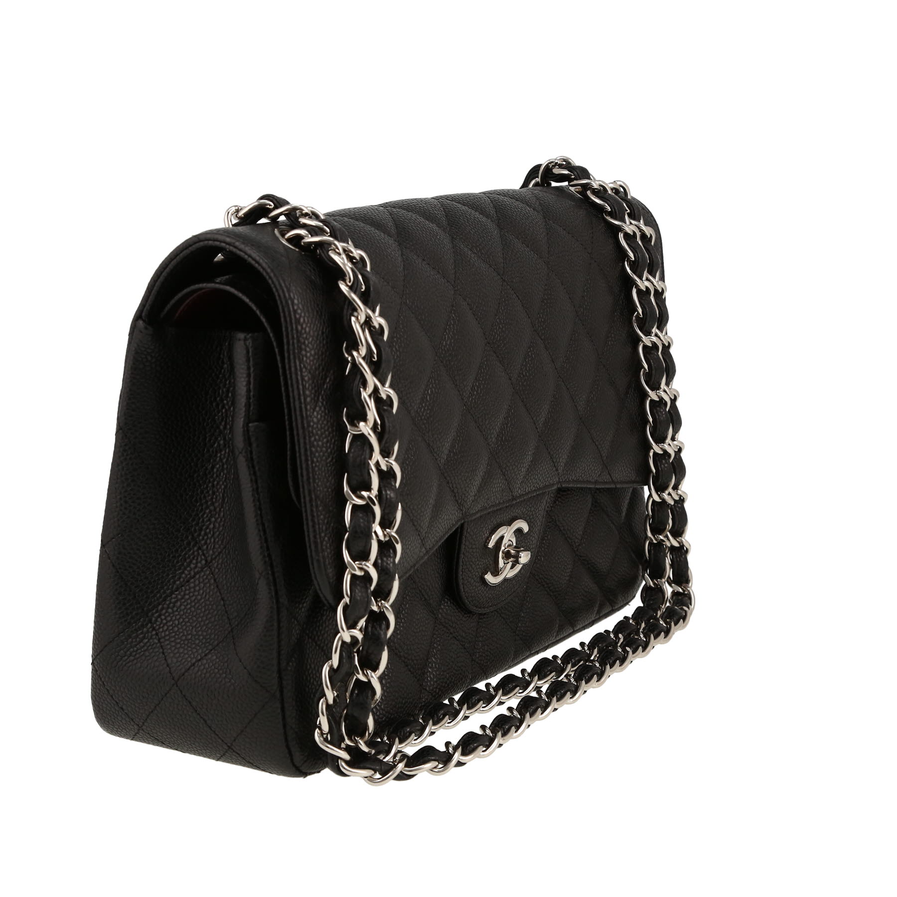 Chanel  Timeless Jumbo handbag  in black quilted grained leather