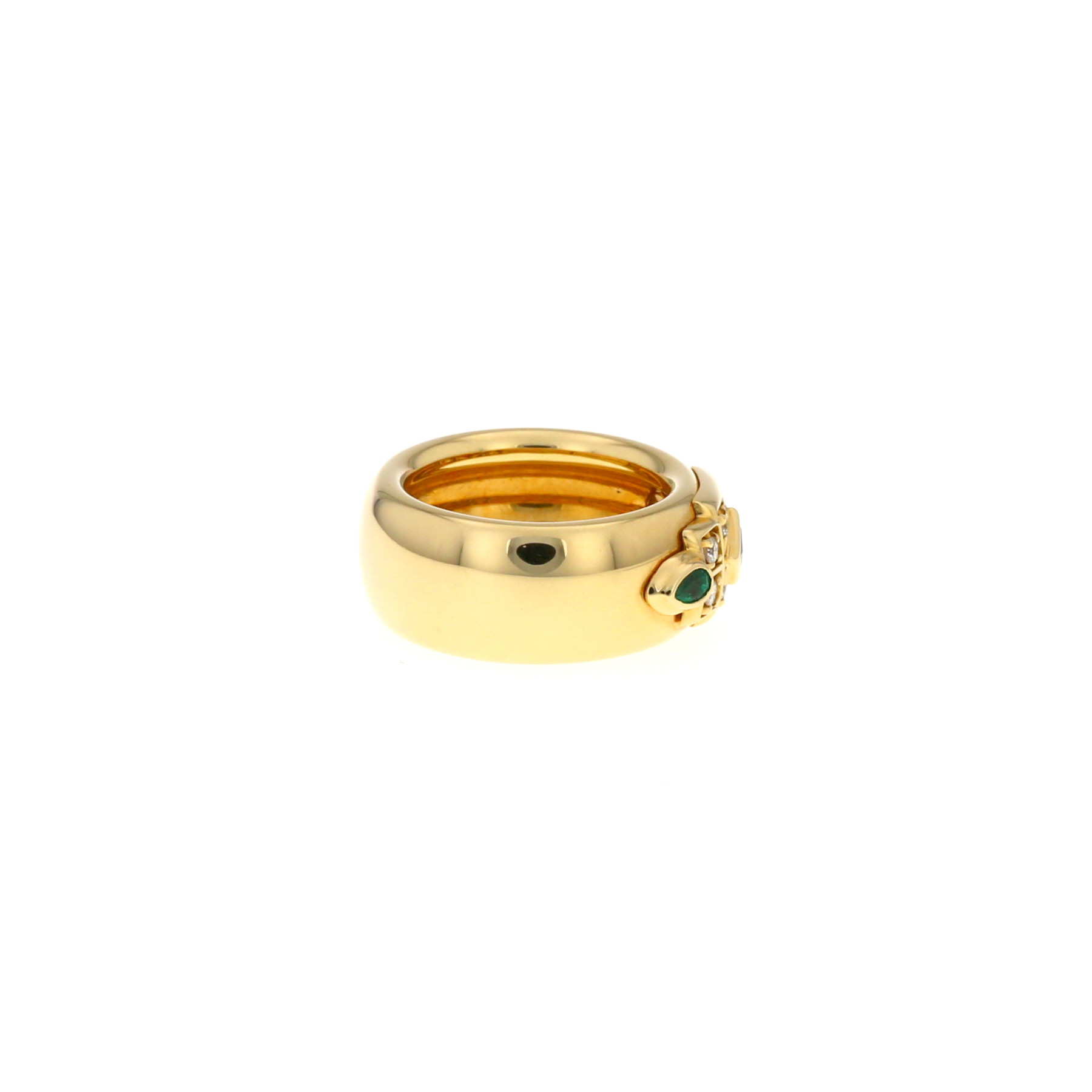Byzantine Ring In Yellow , Diamonds And Emerald