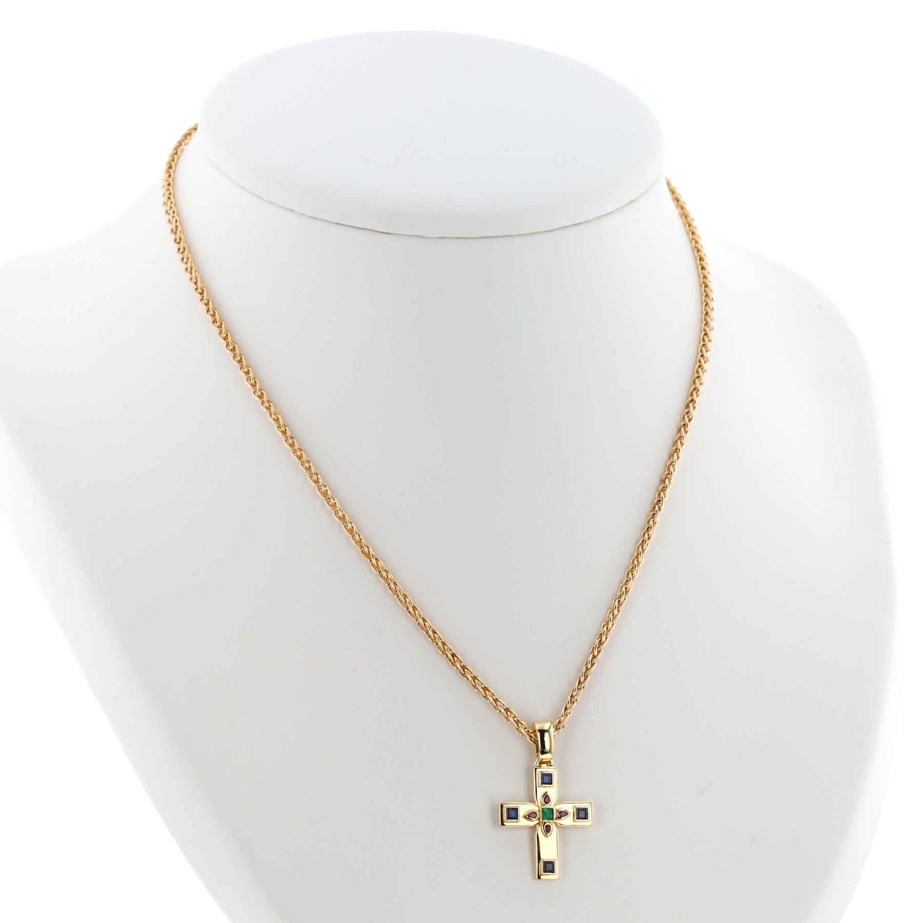 Cartier Byzantine  1990's pendant in yellow gold, diamonds and colored stones