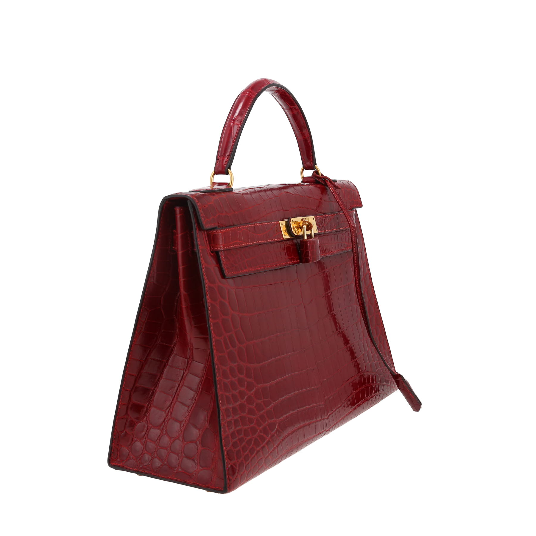 Sac à main Hermès  Kelly 32 cm en crocodile niloticus rouge