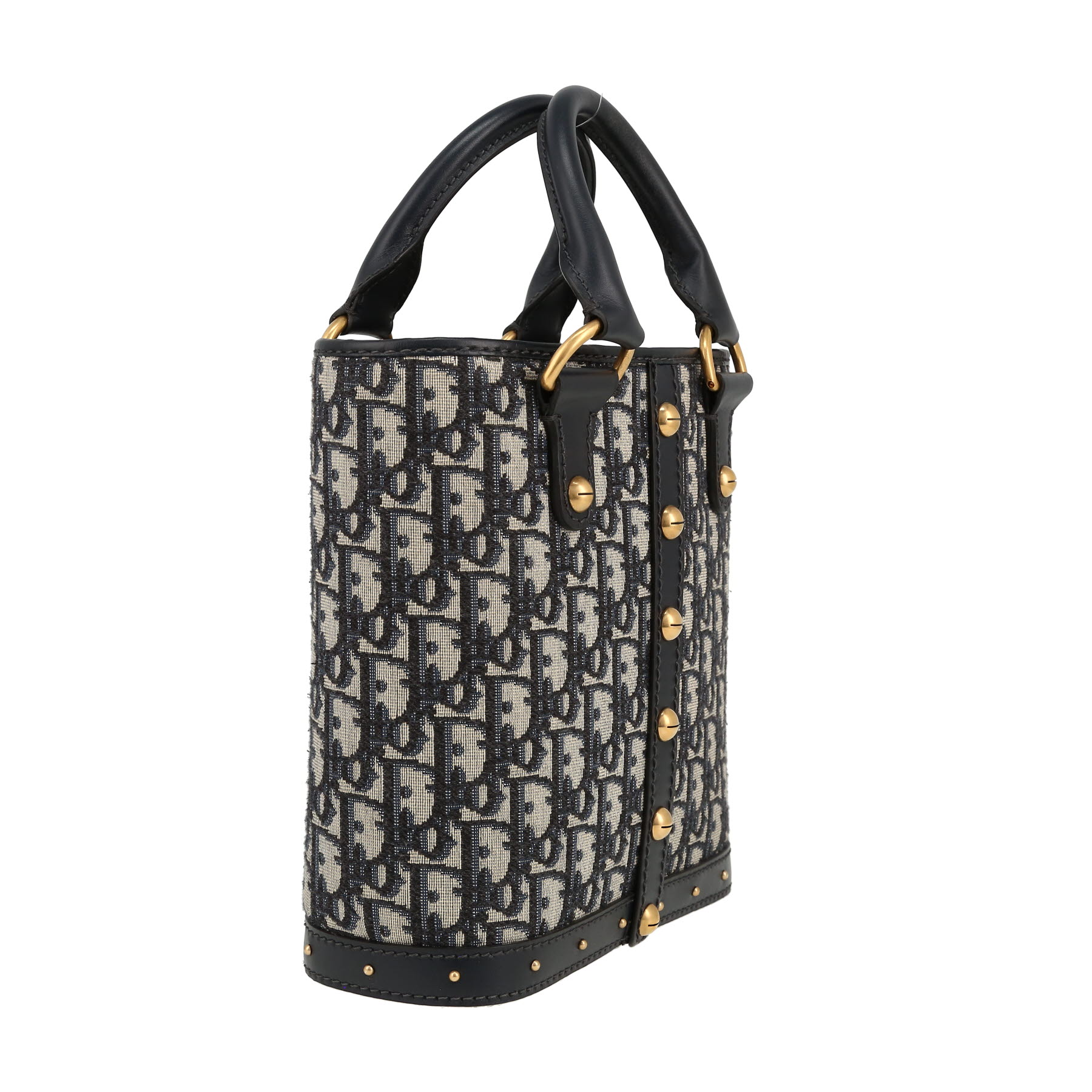 Sac à main Dior  Bucket en toile monogram Oblique bleu-marine et cuir bleu-marine