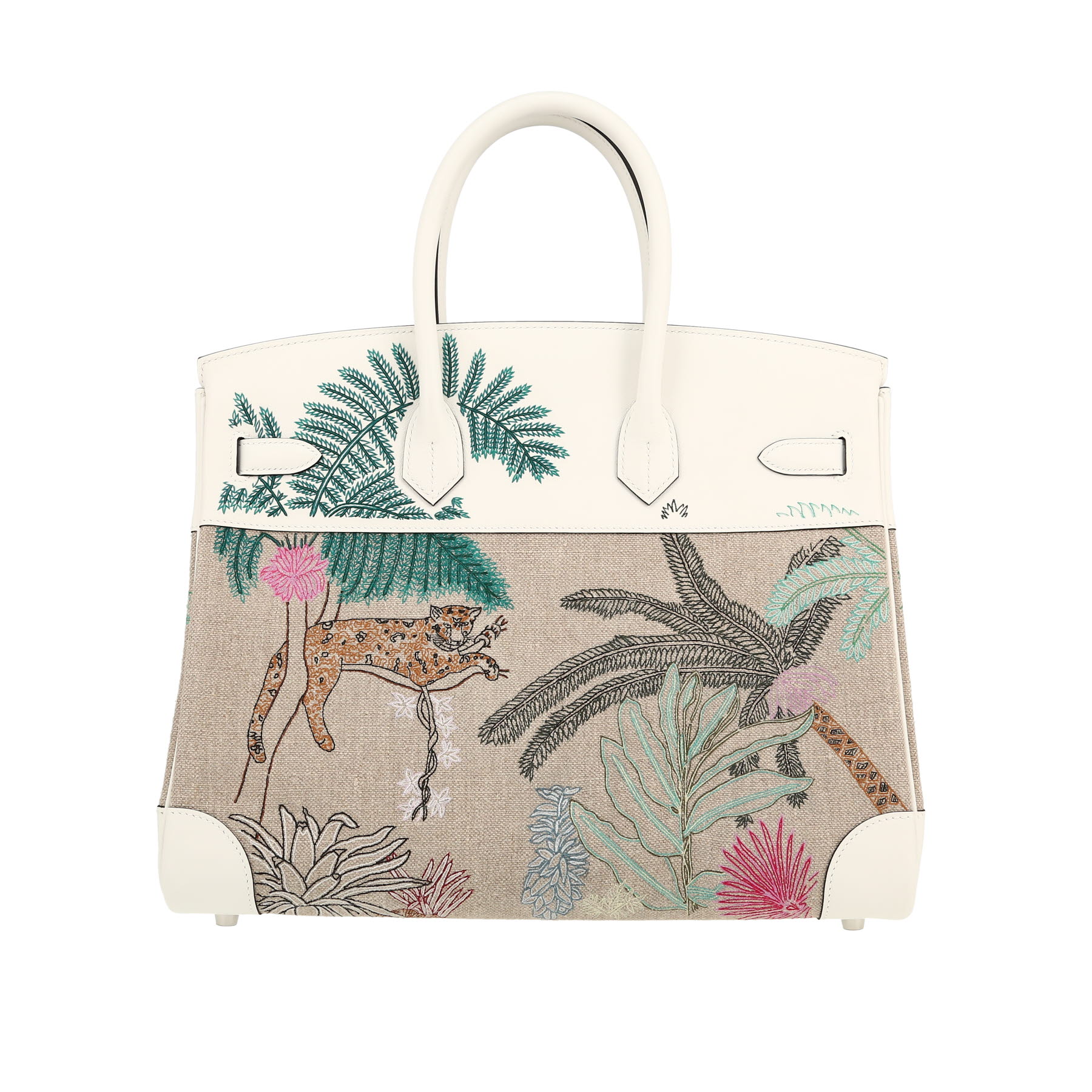Birkin 35 Faubourg Tropical Handbag In Canvas And