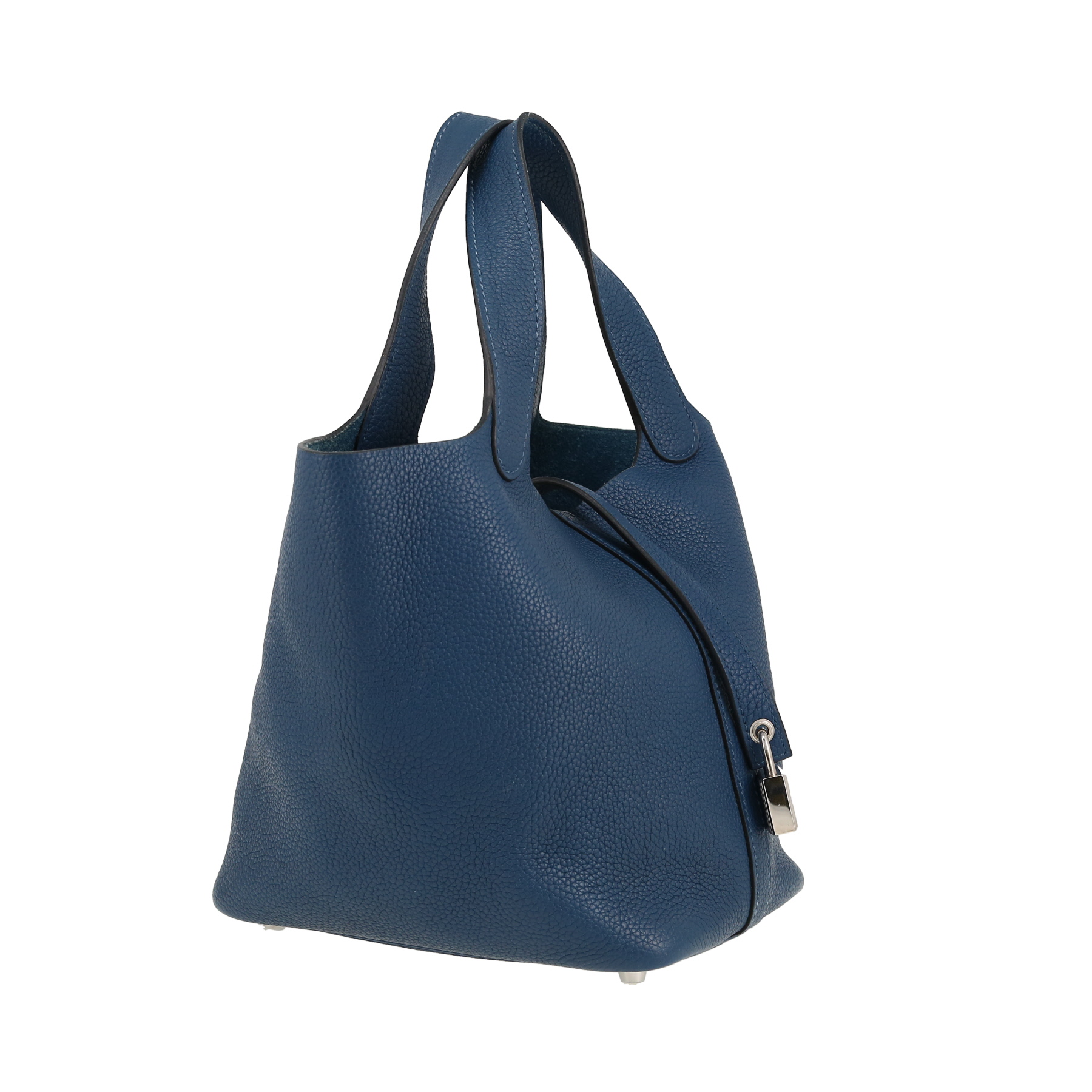Hermès  Picotin Lock handbag  in blue leather taurillon clémence