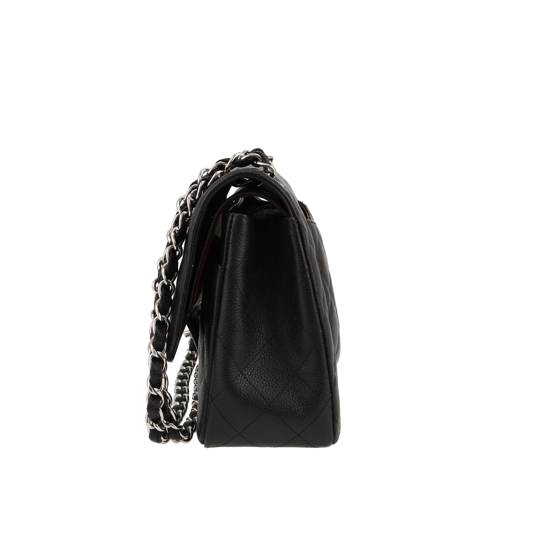 Timeless Jumbo Handbag In Black Quilted Grained Leather