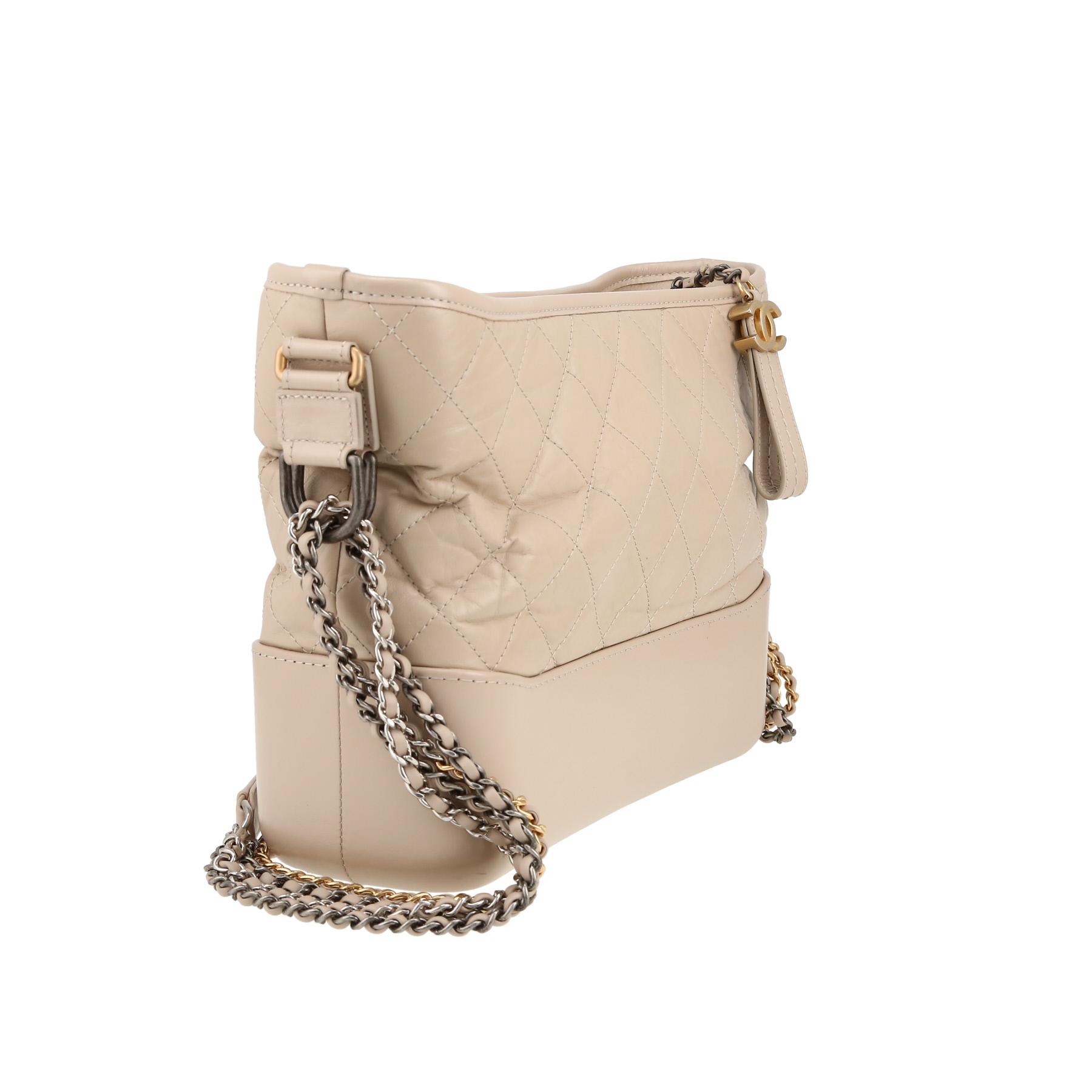 Bolso bandolera Chanel  Gabrielle  modelo mediano  en cuero acolchado beige