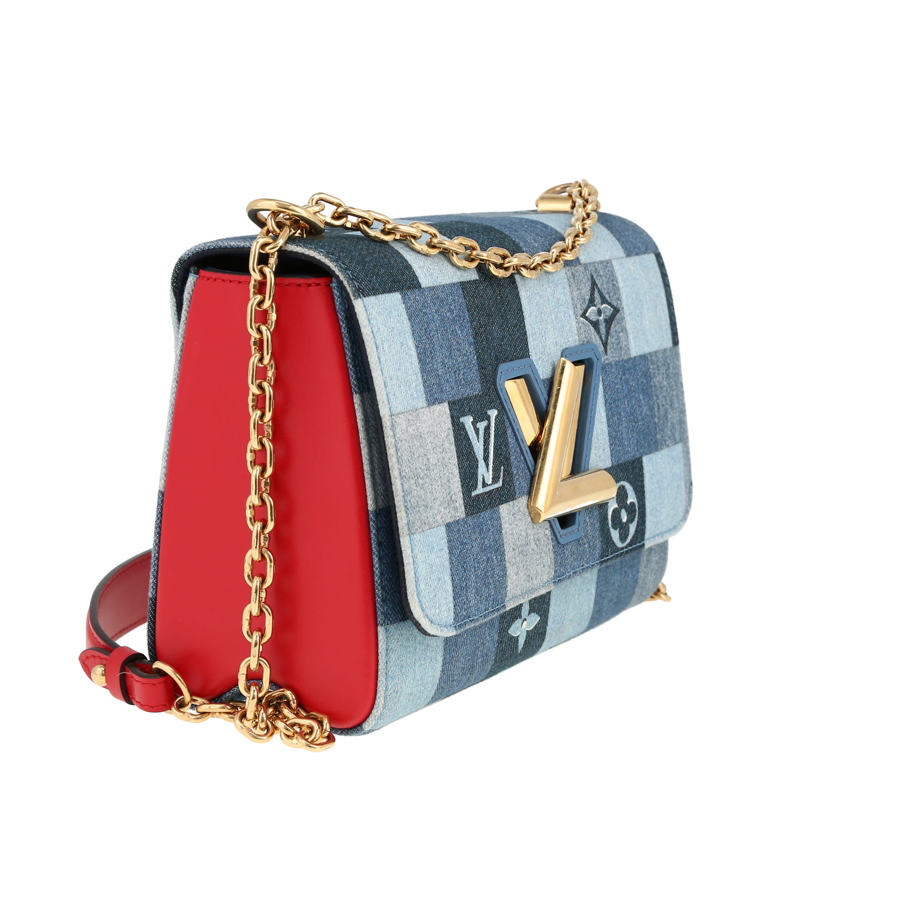 Borsa Louis Vuitton  Twist in tela denim blu e pelle rossa