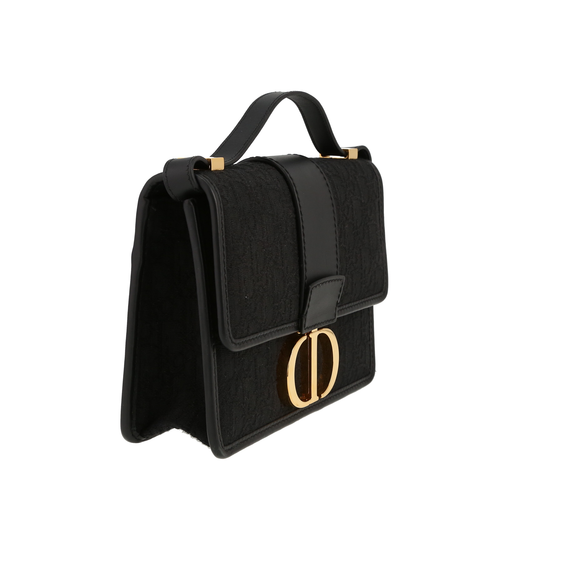Sac à main Dior  30 Montaigne en toile noire et cuir noir