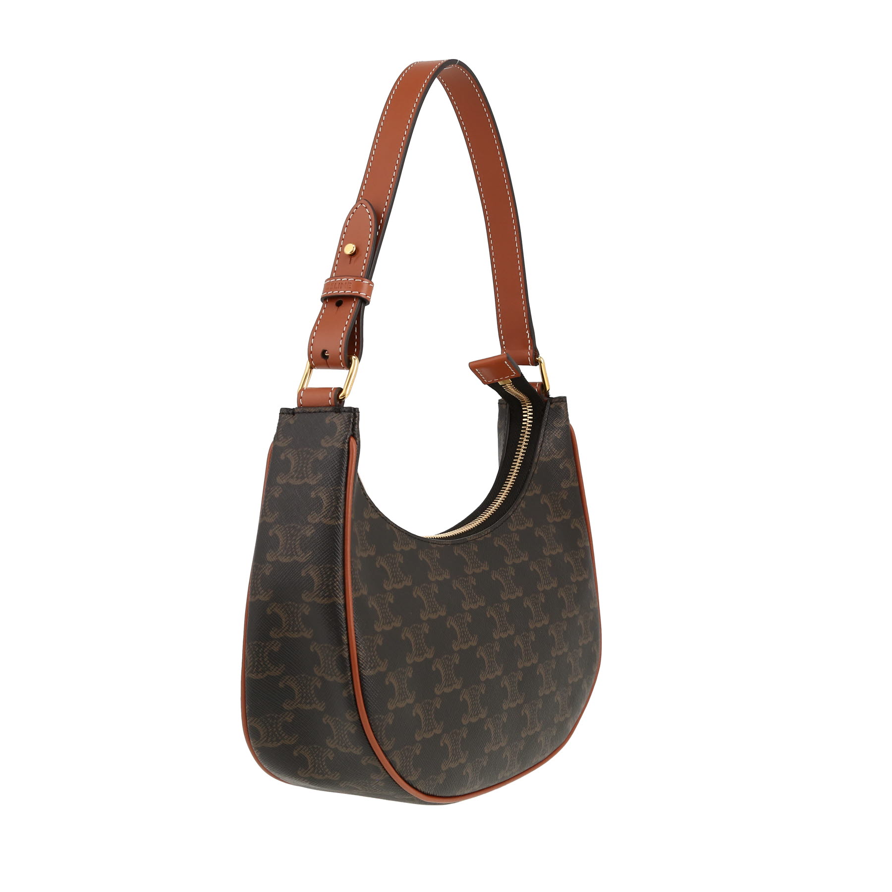 Sac à main Celine  Ava en toile Triomphe marron et cuir marron