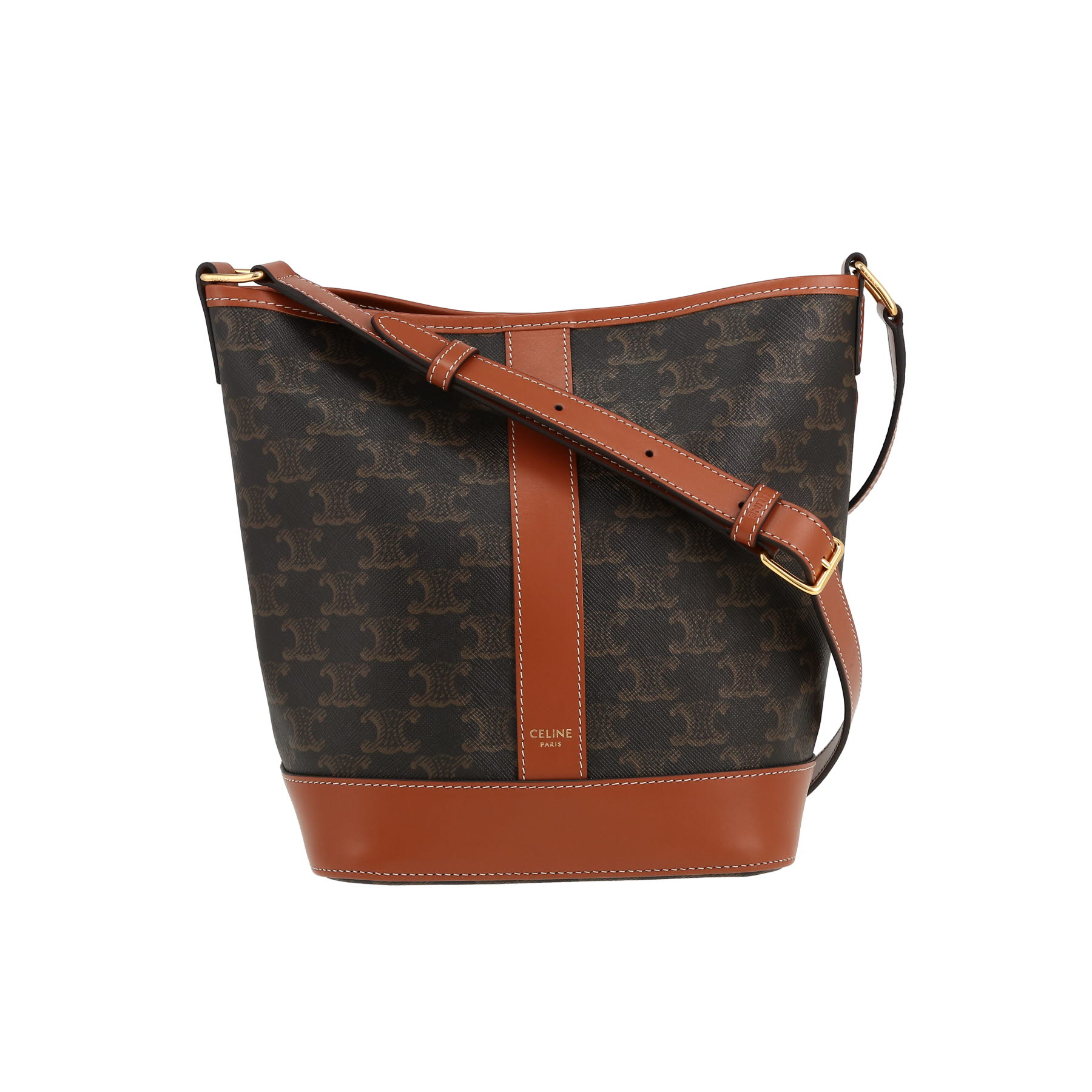 Celine  Seau small model  shoulder bag  in brown monogram canvas  and brown leather - 360