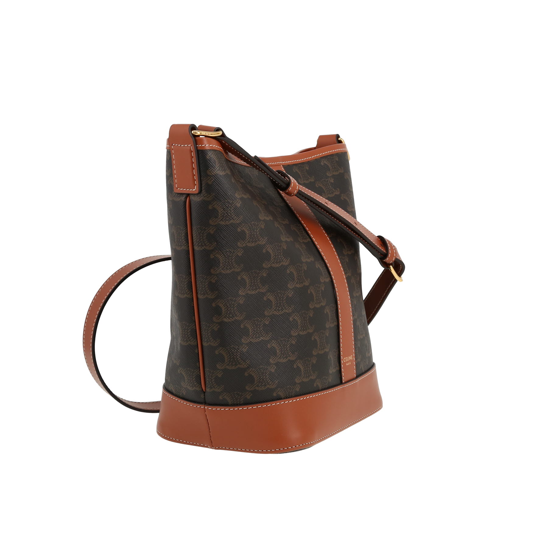 Celine  Seau small model  shoulder bag  in brown monogram canvas  and brown leather
