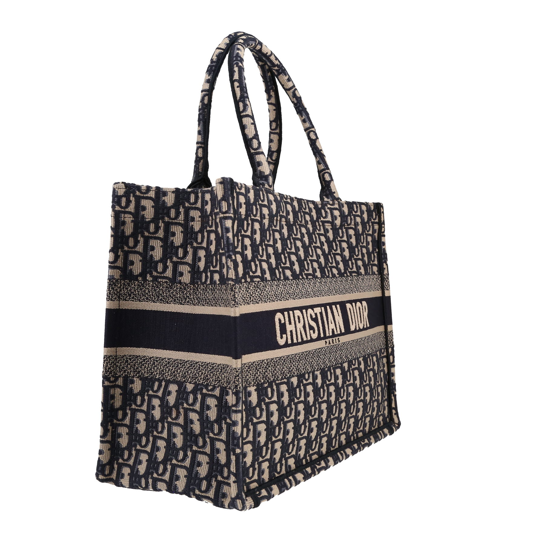 Dior  Book Tote medium model  shopping bag  in blue and beige monogram canvas Oblique