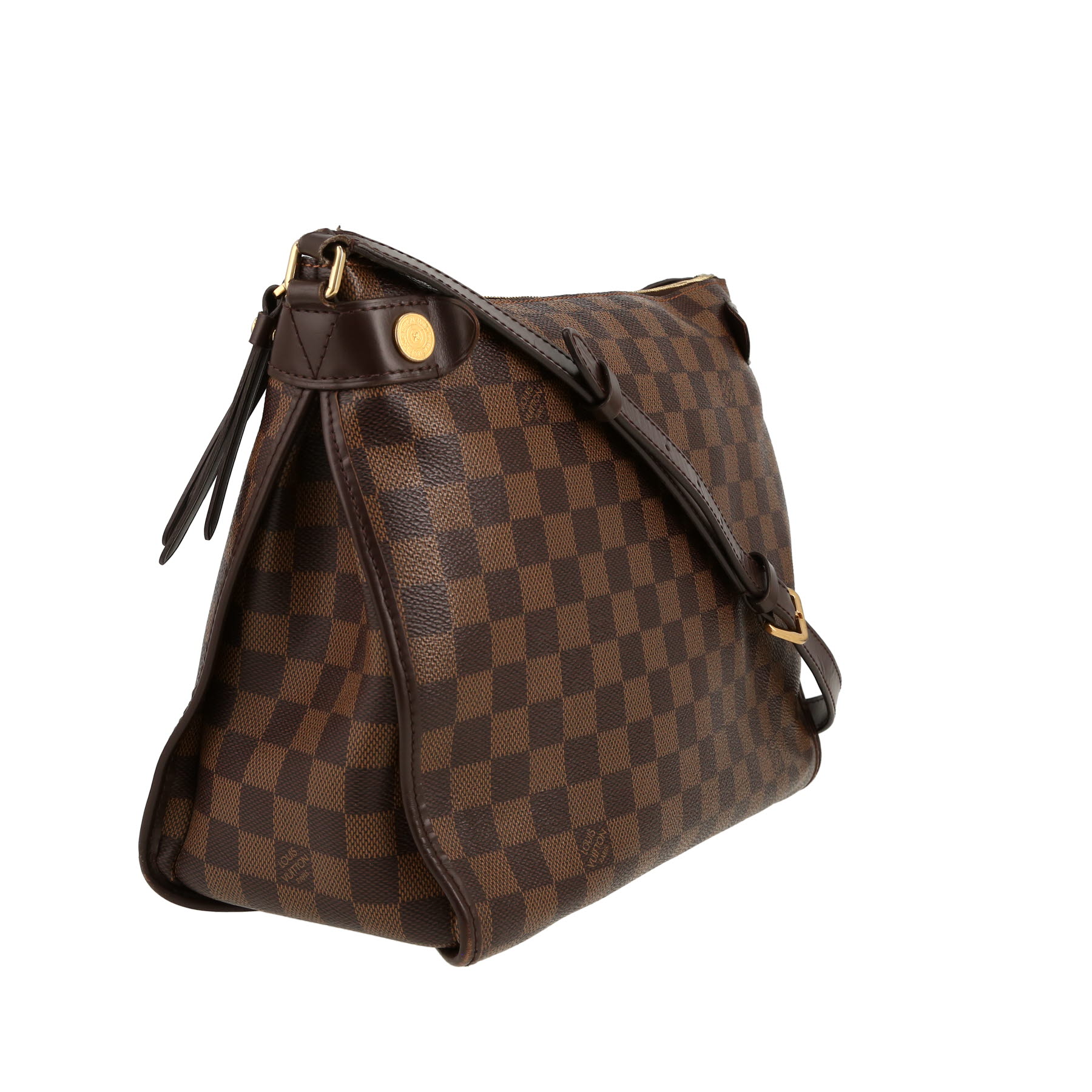Louis Vuitton  Duomo shoulder bag  in ebene damier canvas  and brown leather