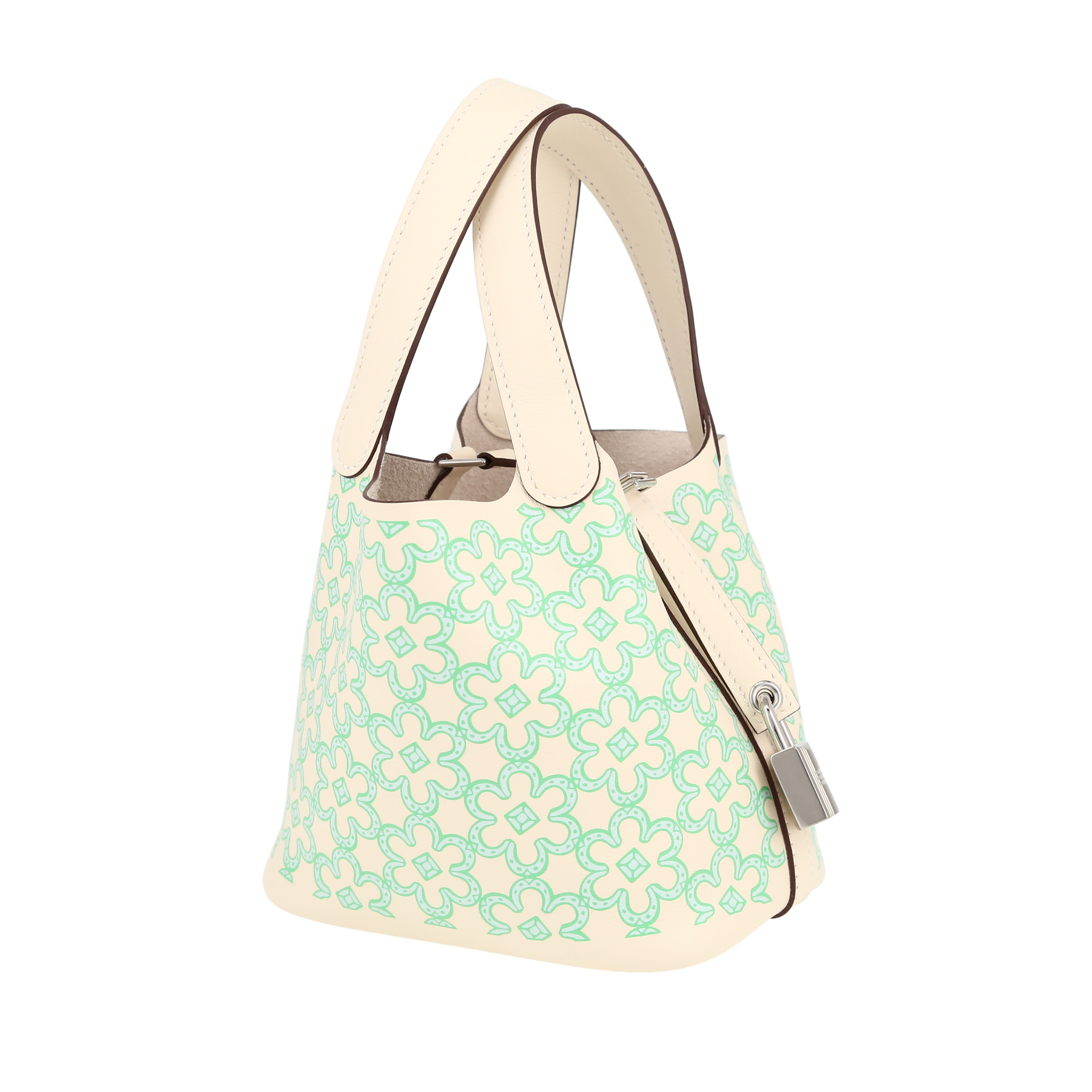 Hermès  Picotin Micro Lucky Daisy handbag  in Nata and green Swift leather