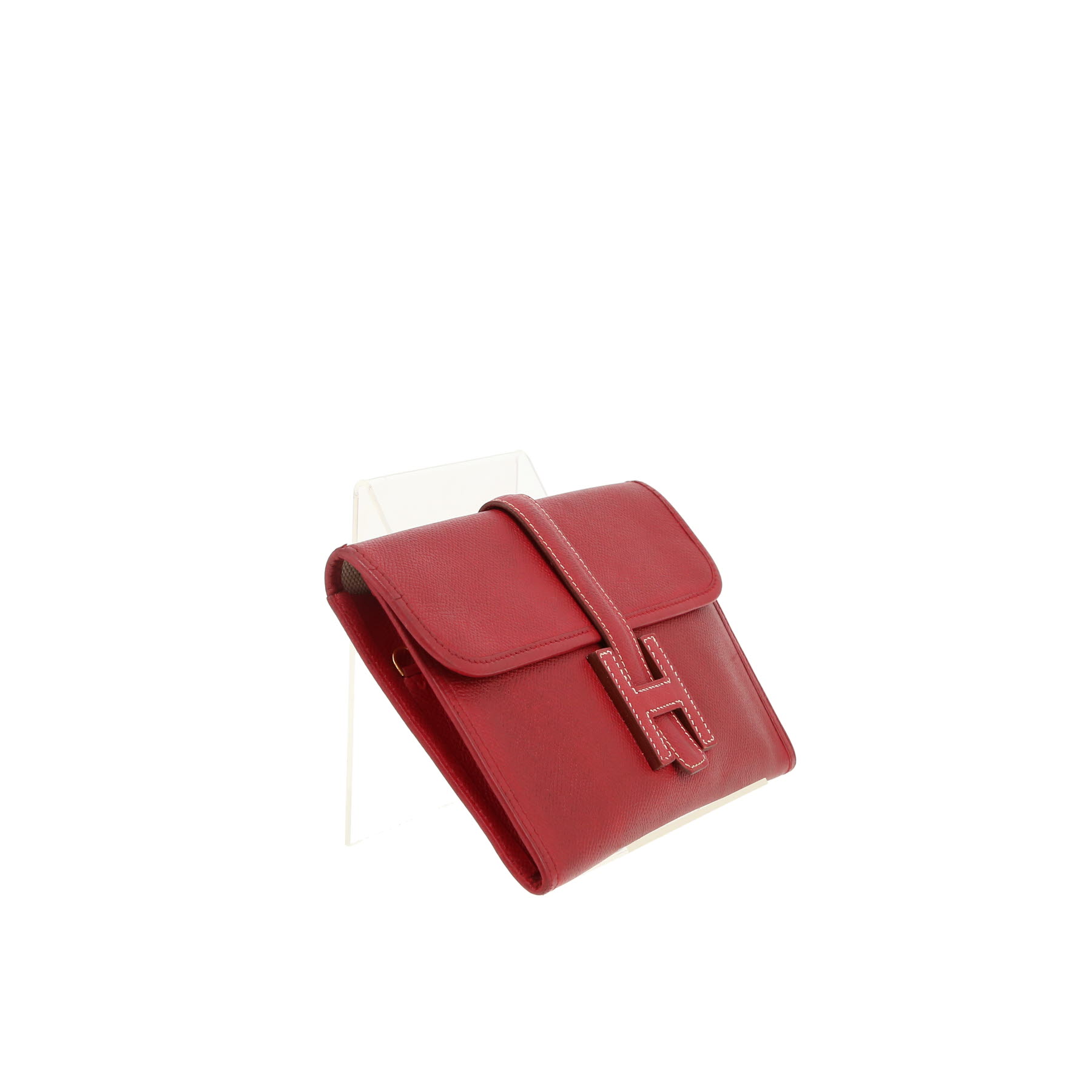 Hermès  Jige small model  pouch  in red Courchevel leather