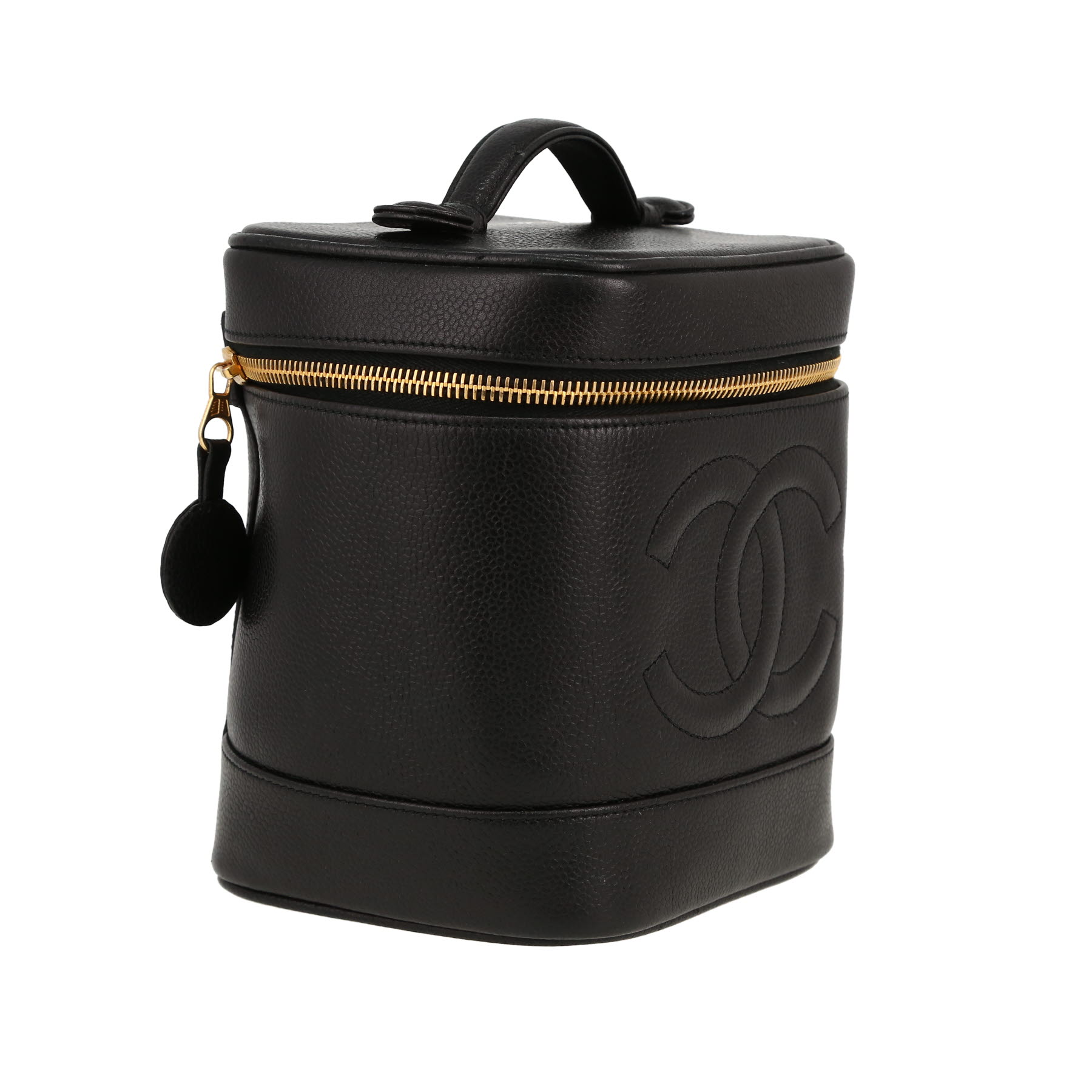 Chanel   vanity case  in black leather