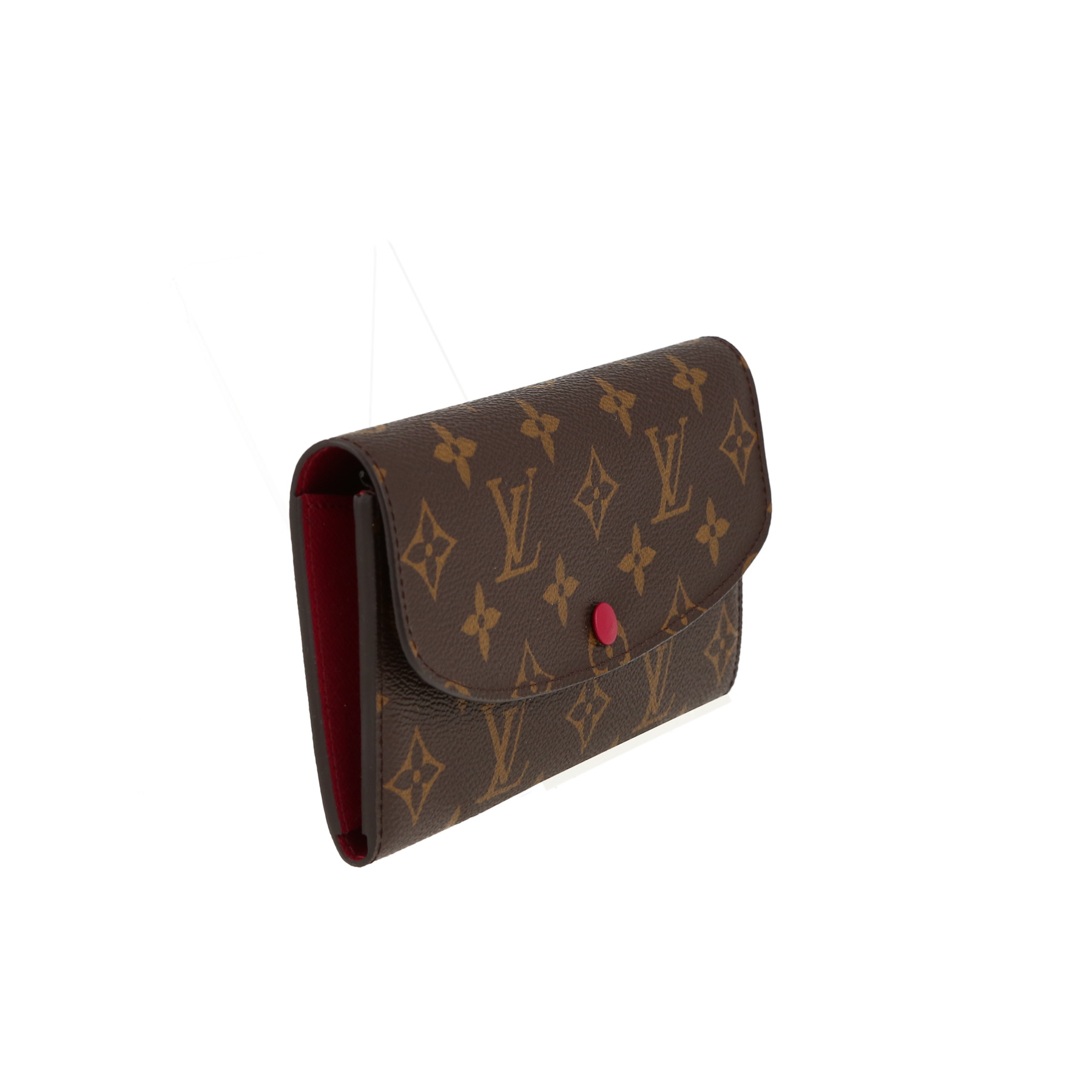Portefeuille Louis Vuitton  Emilie en toile monogram marron et cuir rouge