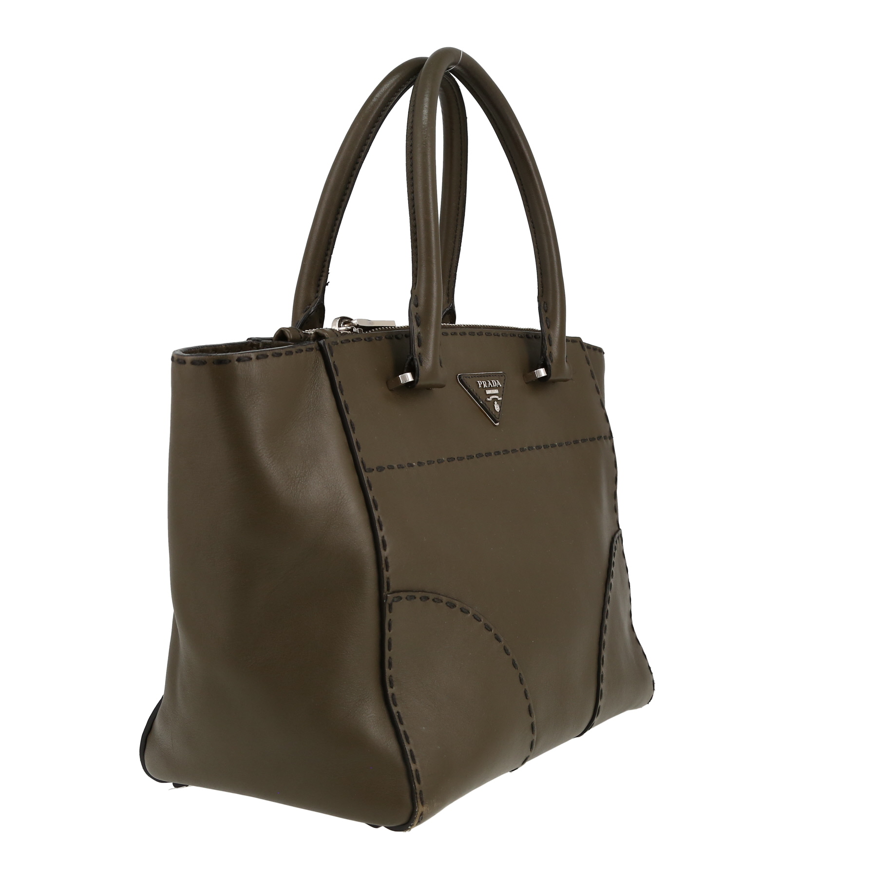 Prada  Twin Zip handbag  in khaki leather