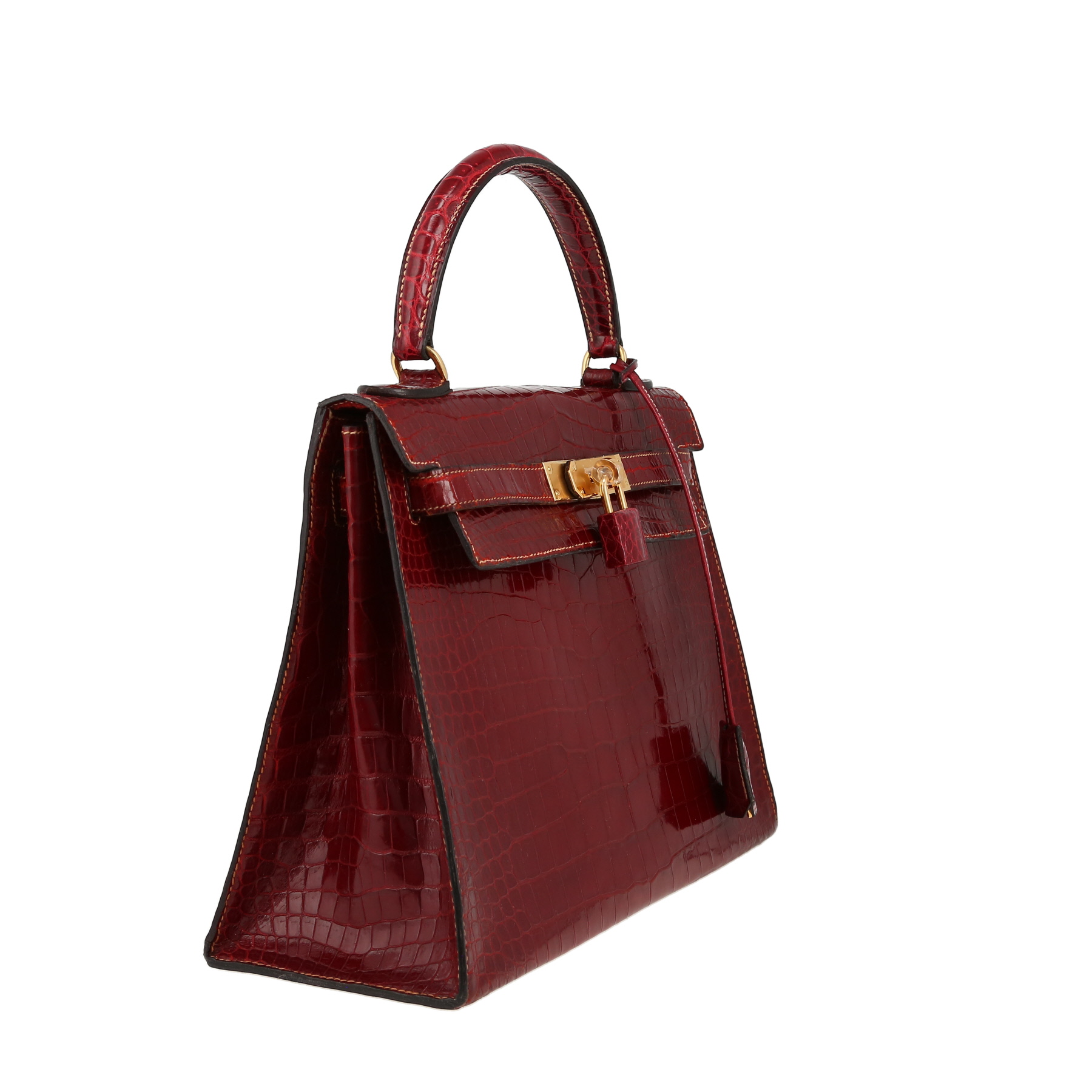 Hermès  Kelly 28 cm handbag  in red Braise porosus crocodile